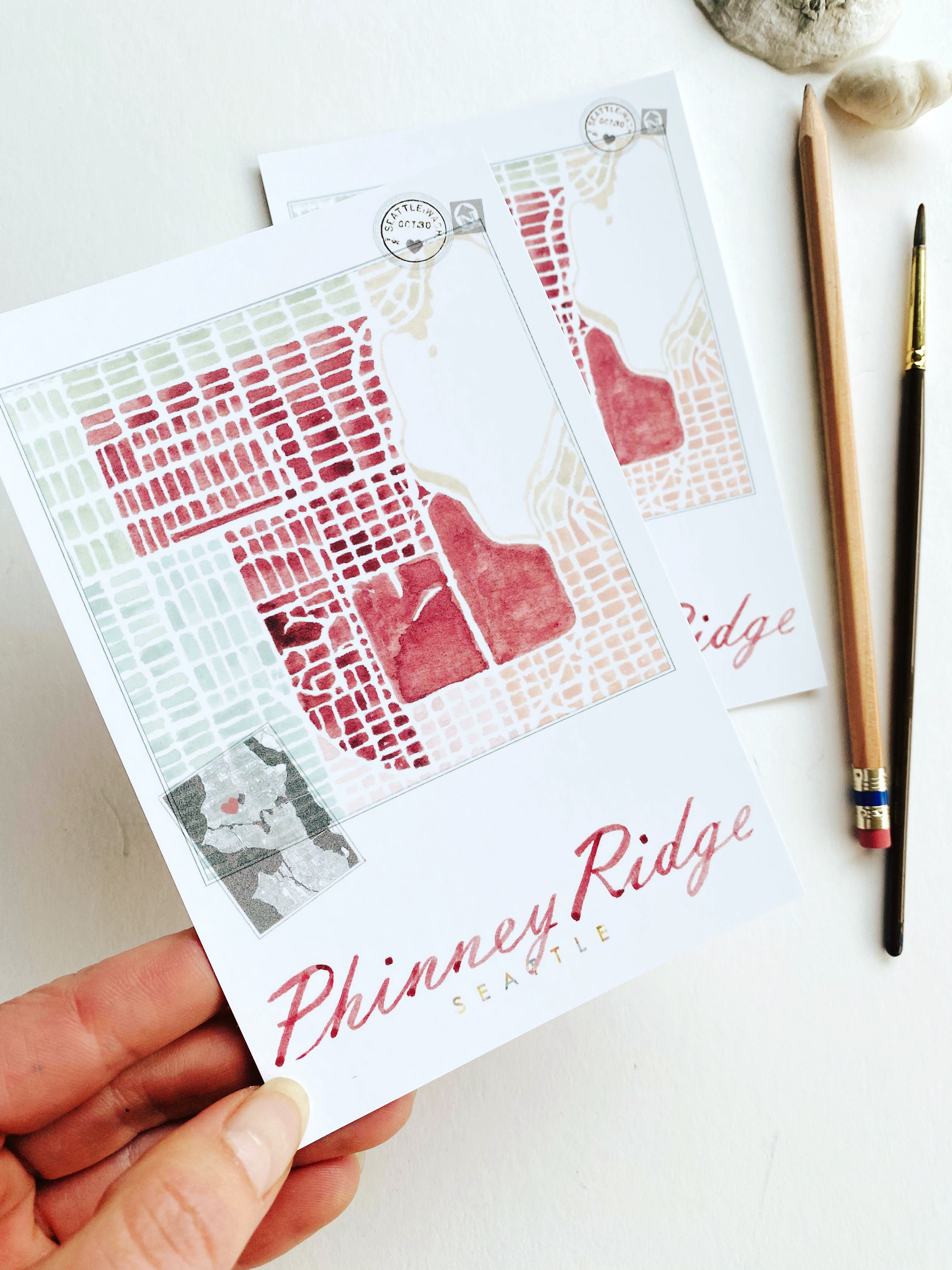 PHINNEY RIDGE Seattle Neighborhood Map Postcard