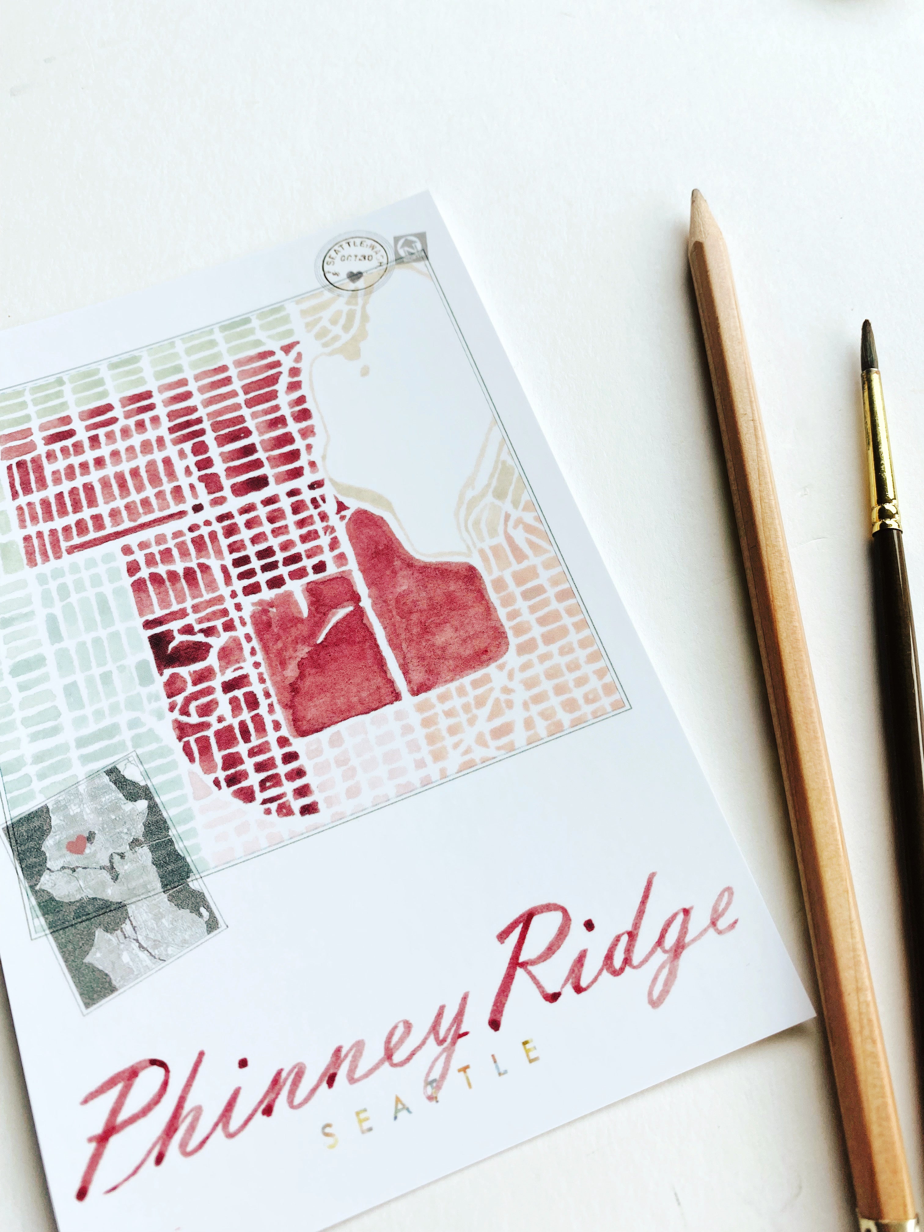 PHINNEY RIDGE Seattle Neighborhood Map Postcard