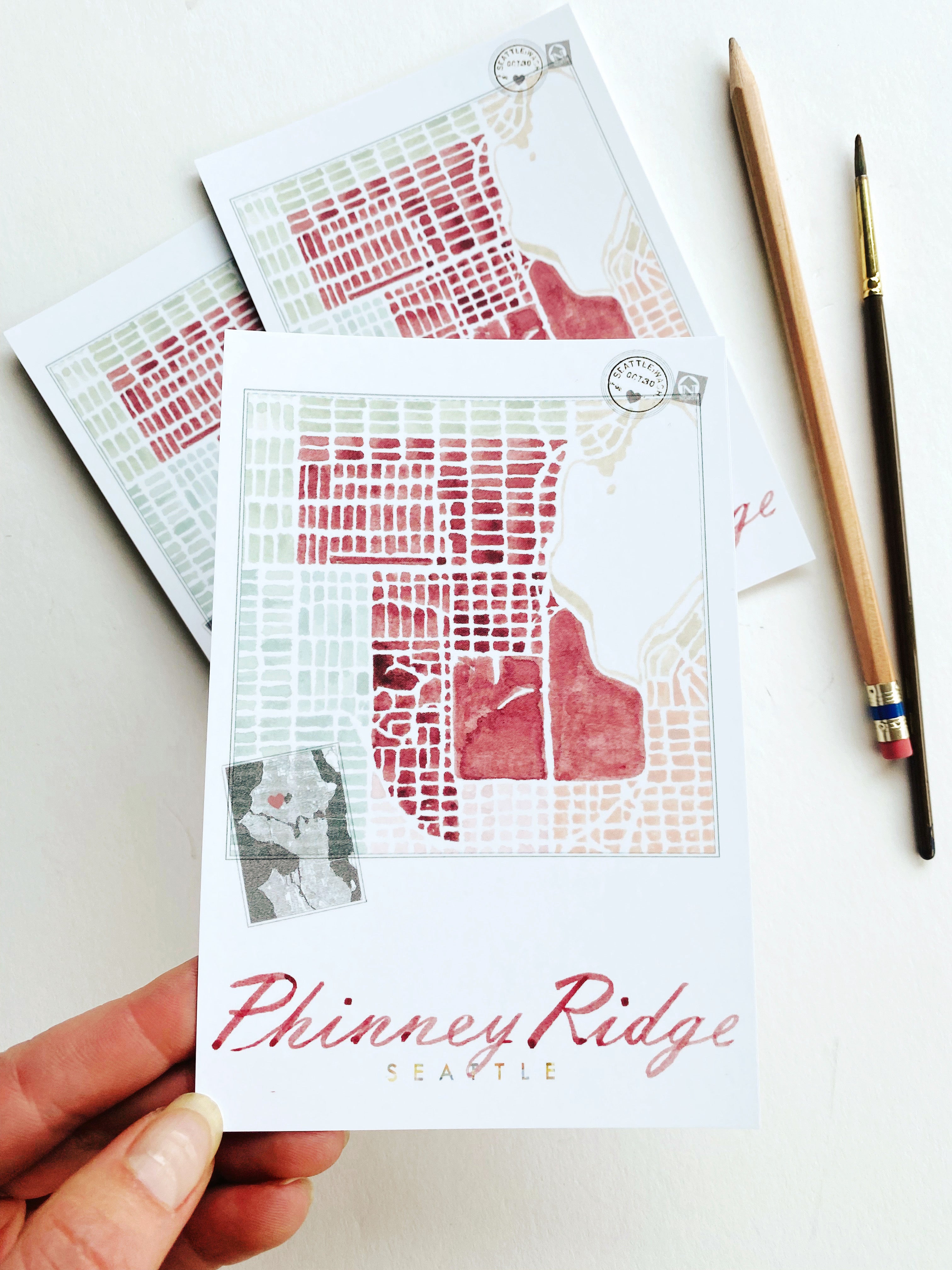 PHINNEY RIDGE Seattle Neighborhood Map Postcard
