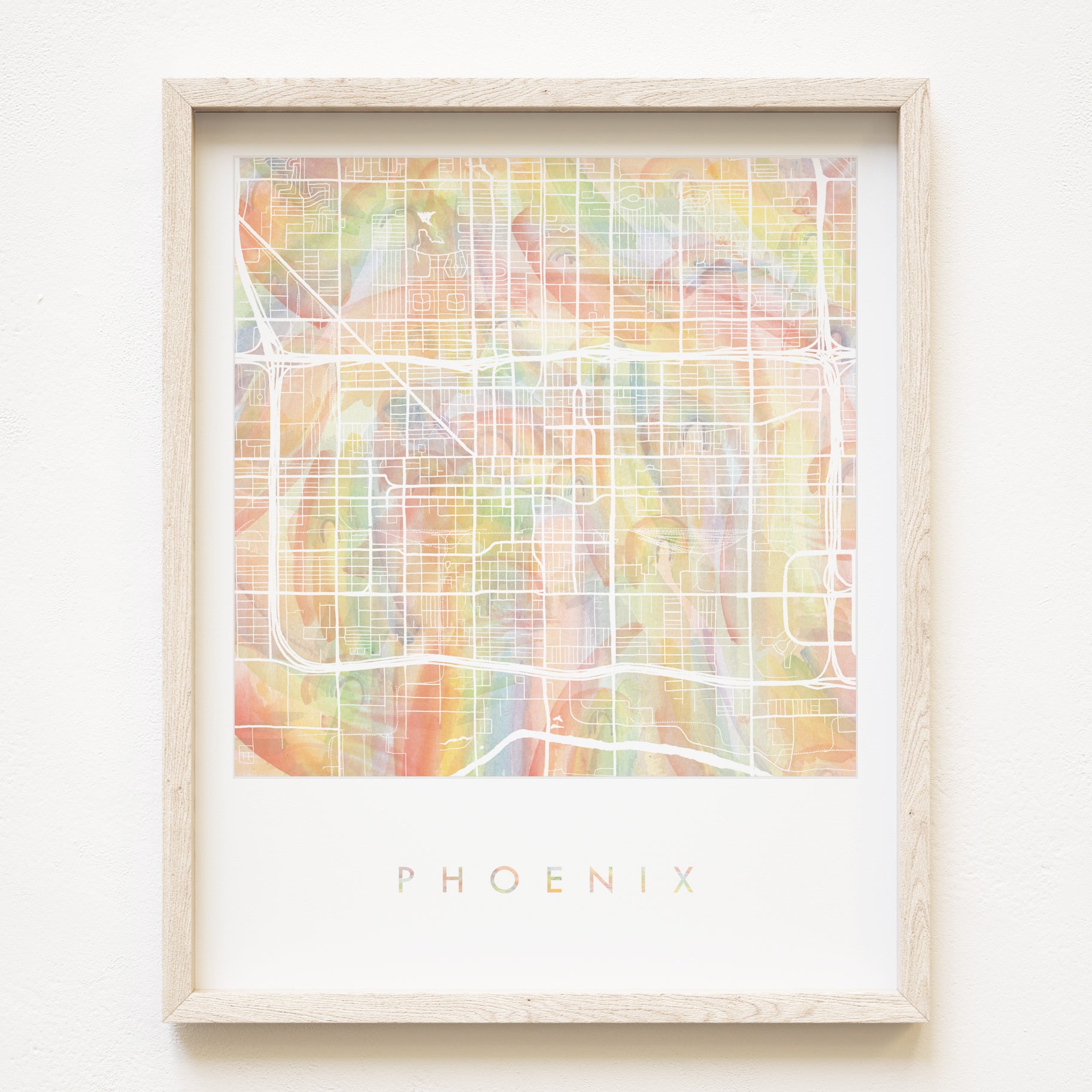 PHOENIX Pride Rainbow Watercolor Map: PRINT