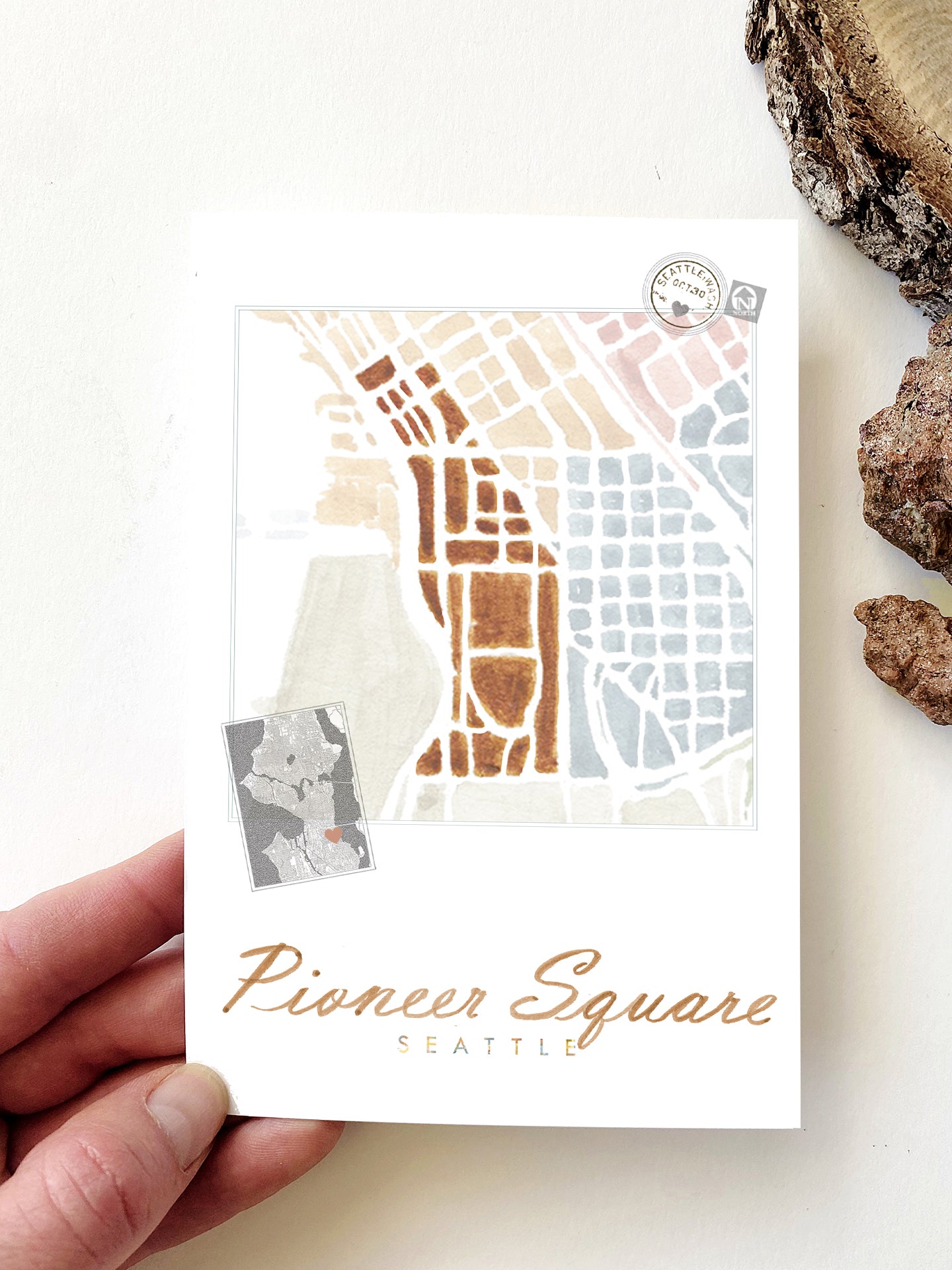 PIONEER SQUARE Seattle Neighborhood Map Postcard