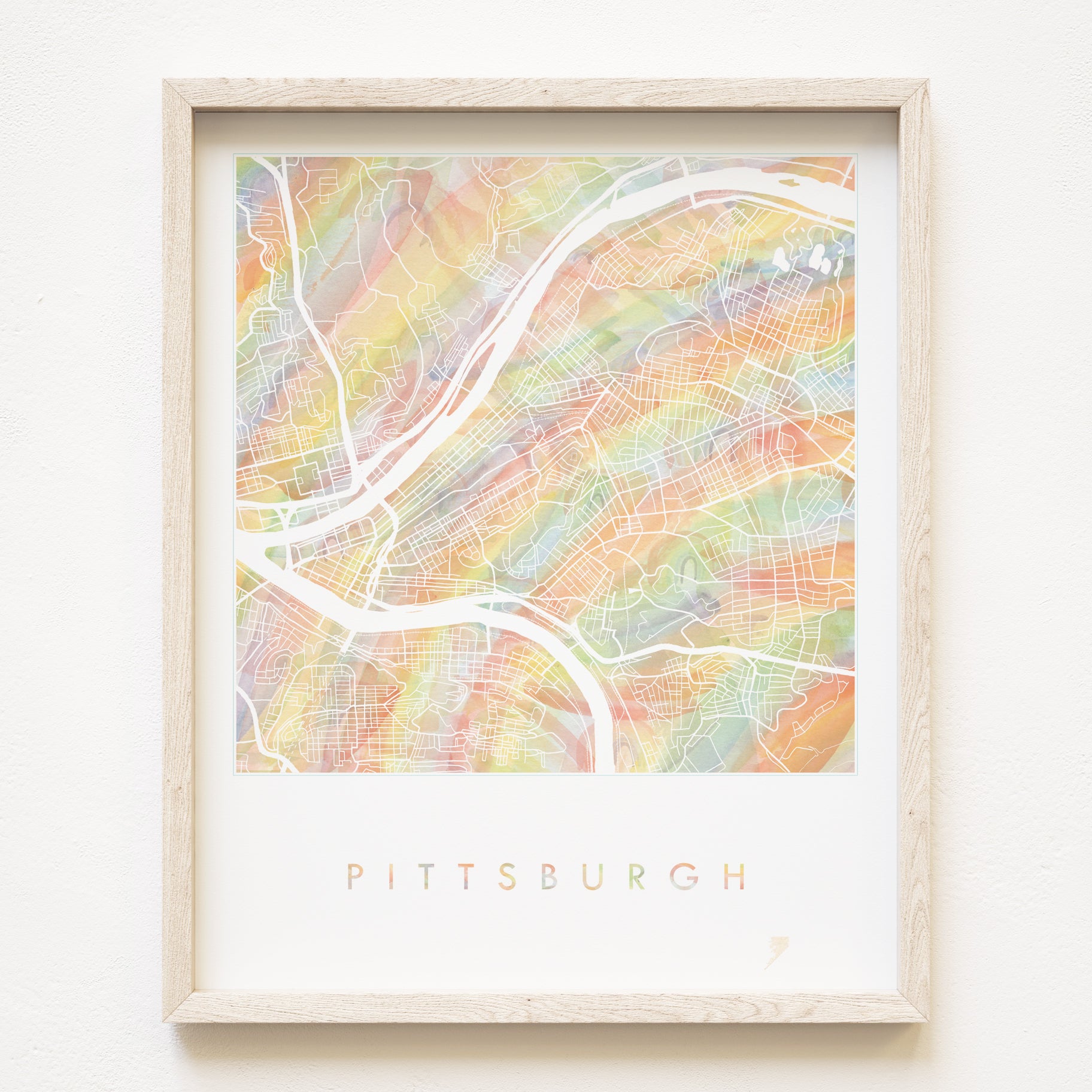 PITTSBURGH Pride Rainbow Watercolor Map: PRINT