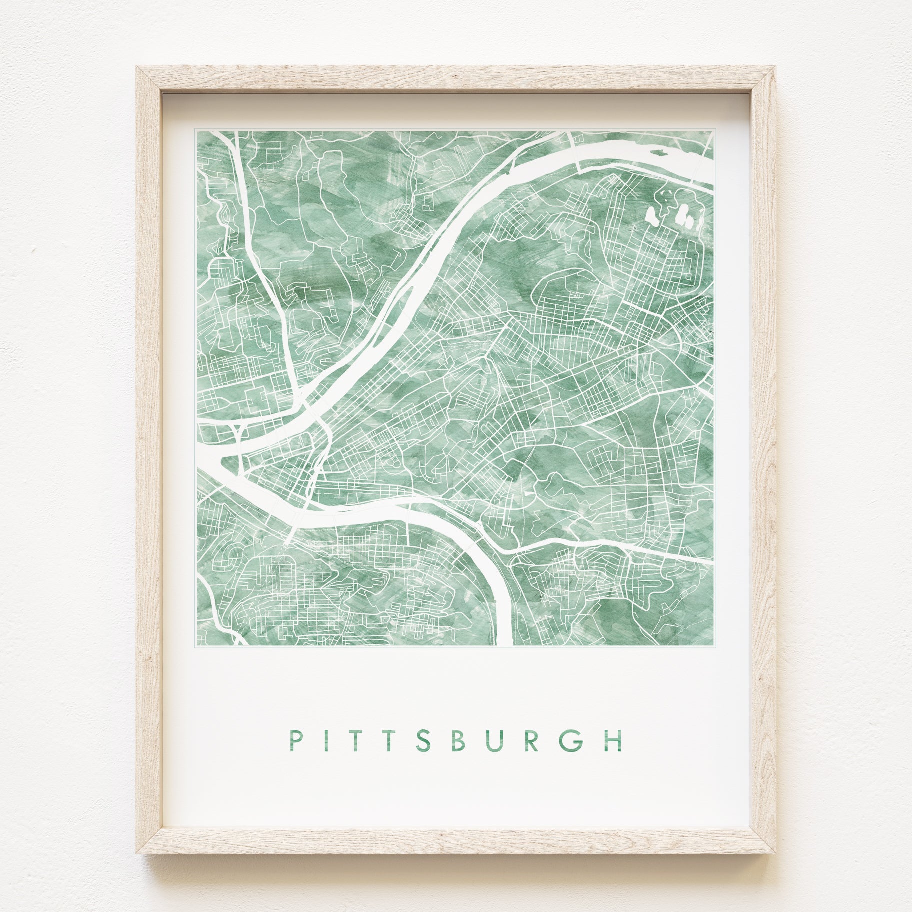 PITTSBURGH Watercolor Wash Map: PRINT