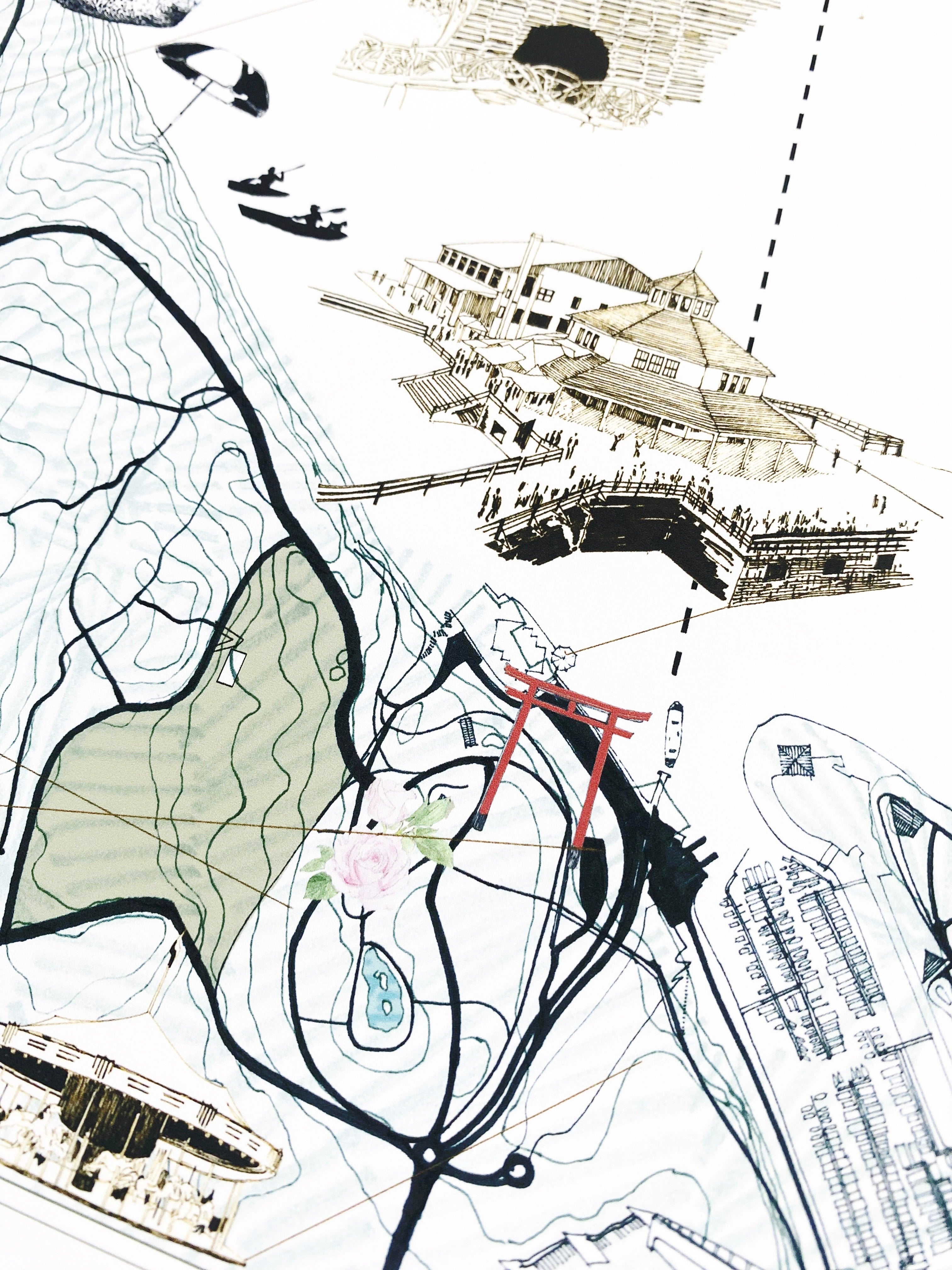 POINT DEFIANCE Park Art Map TACOMA Washington: Horizontal PRINT