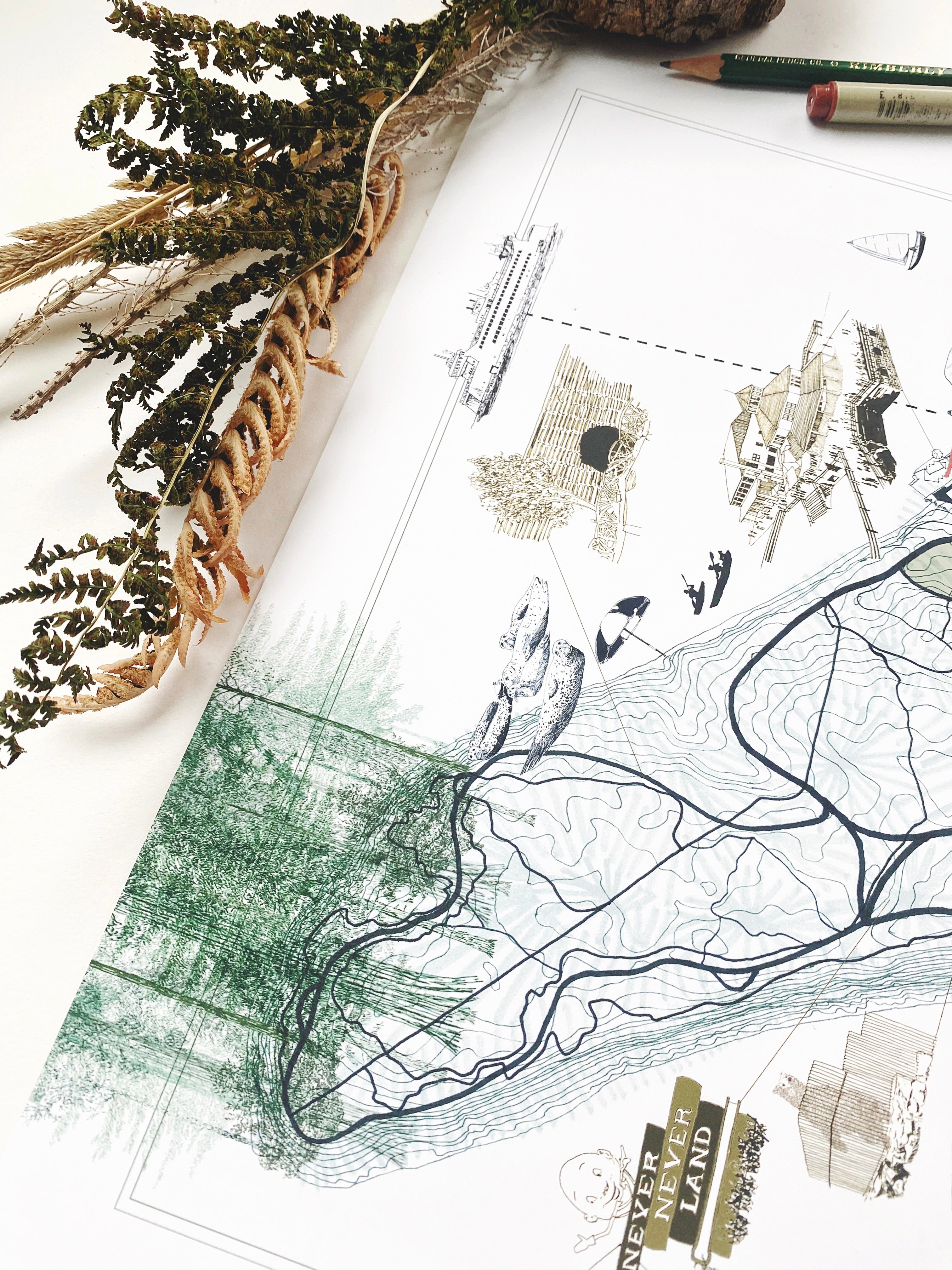 POINT DEFIANCE Park Art Map TACOMA Washington: Horizontal PRINT