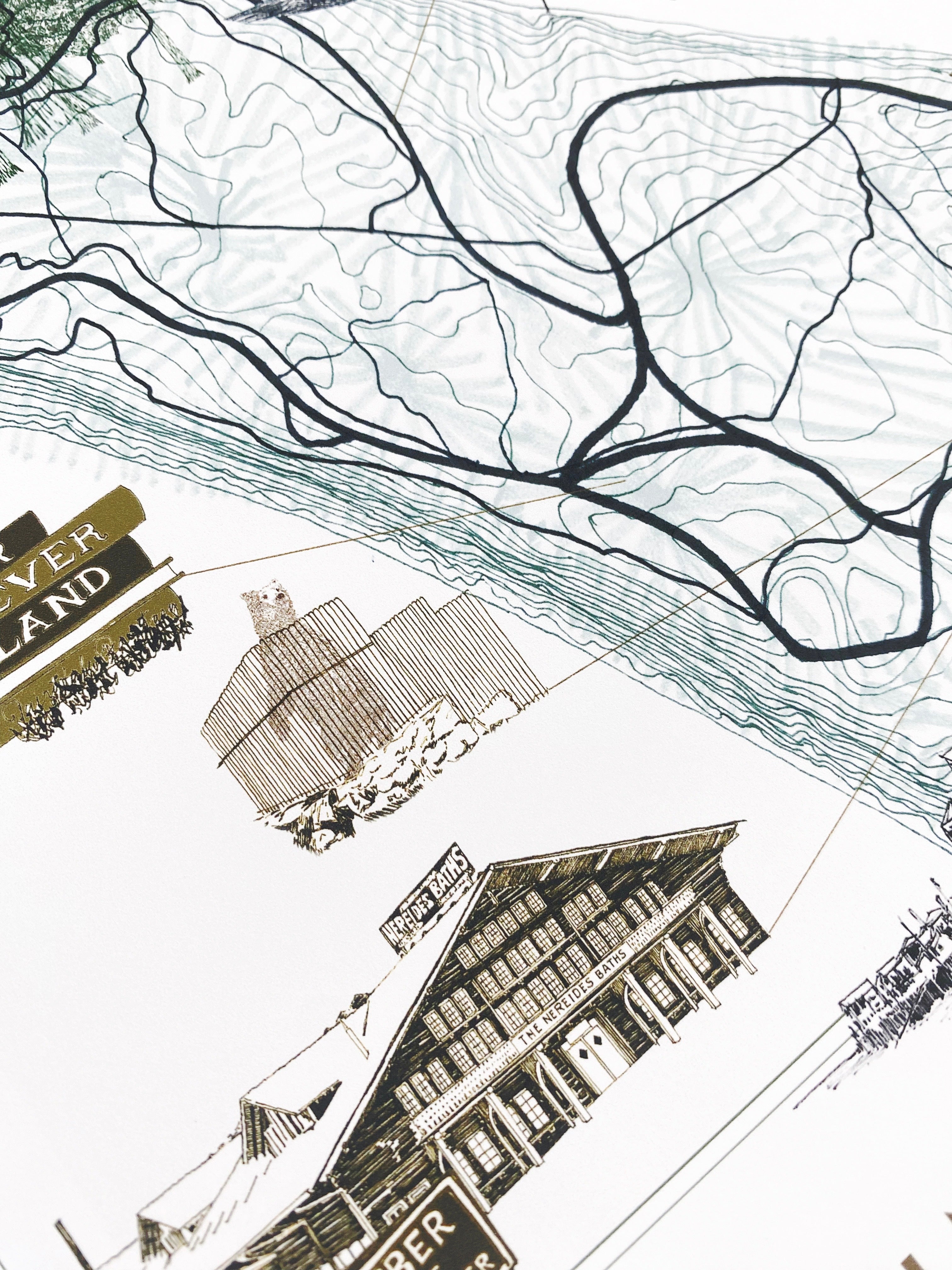 POINT DEFIANCE Park Art Map TACOMA Washington: Horizontal PRINT