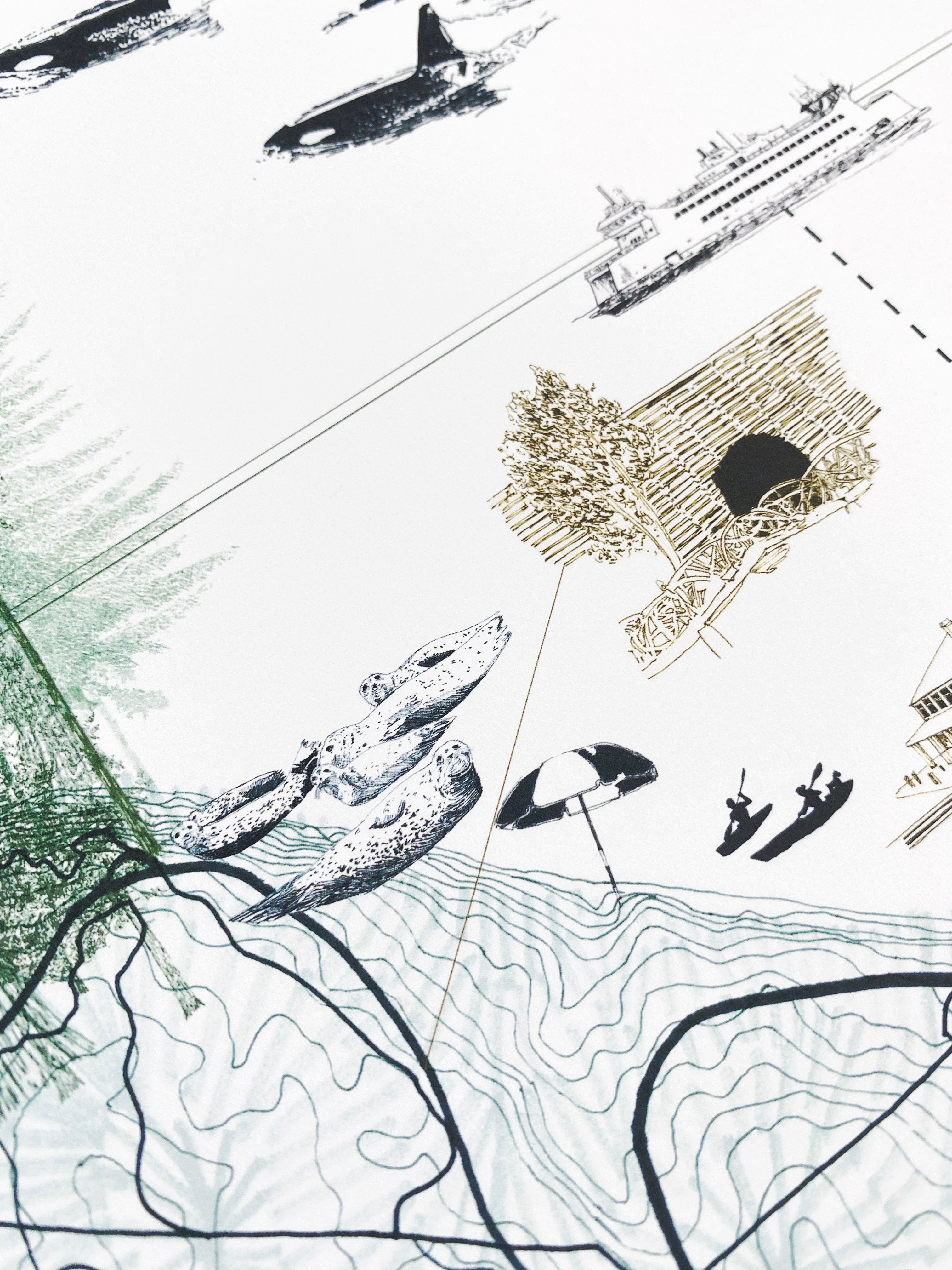 POINT DEFIANCE Park Art Map TACOMA Washington: Vertical PRINT