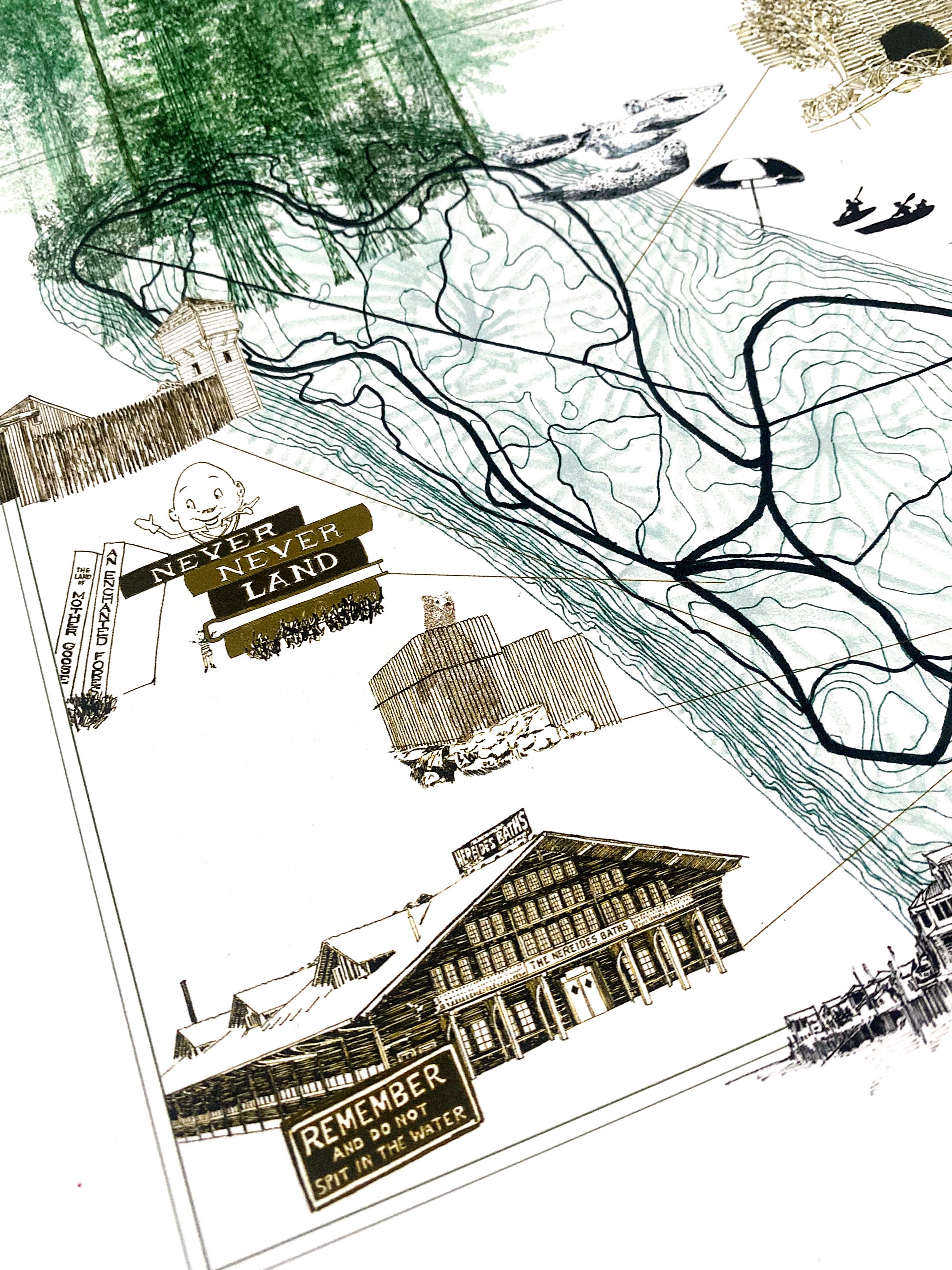 POINT DEFIANCE Park Art Map TACOMA Washington: Vertical PRINT
