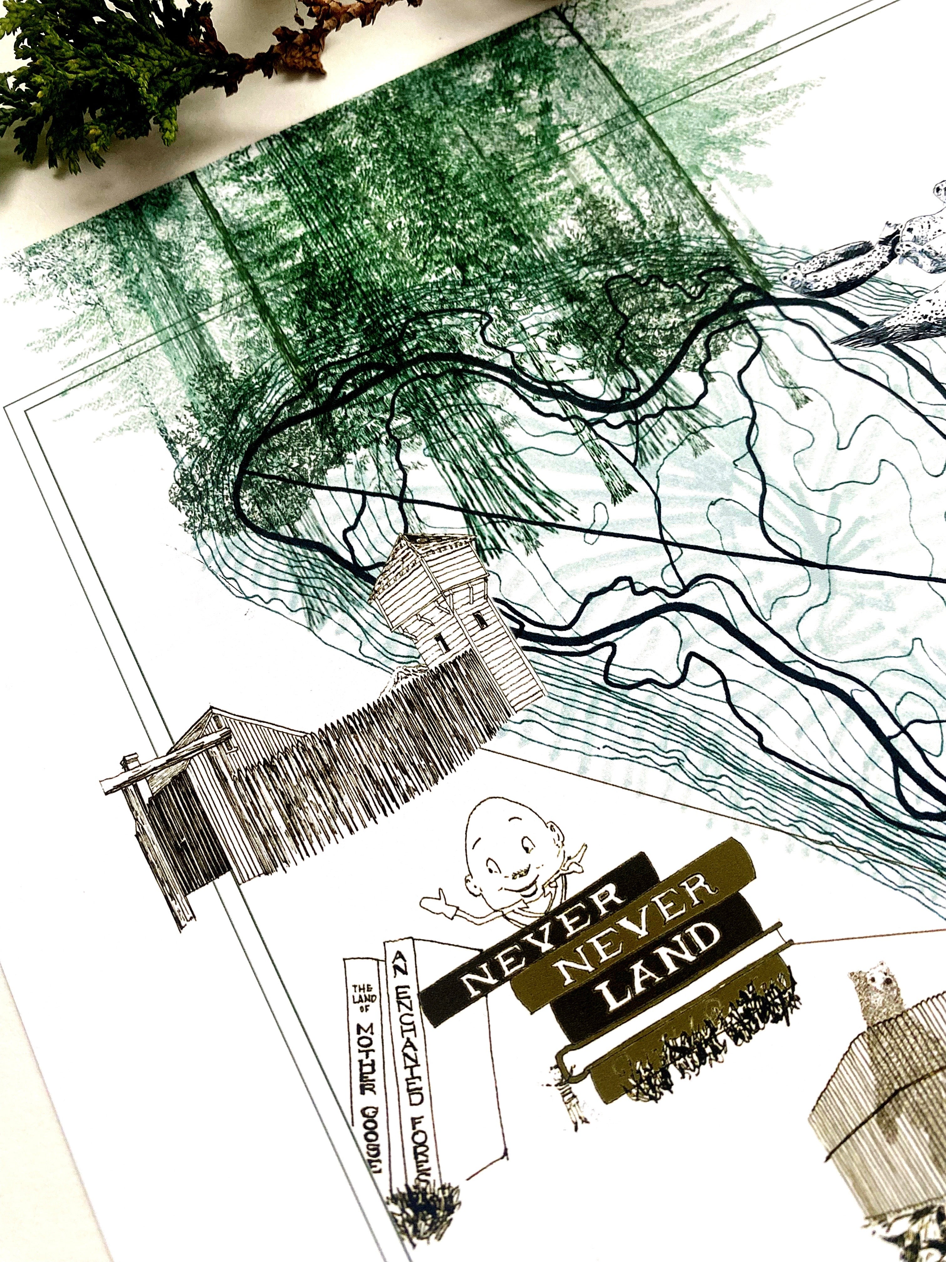 POINT DEFIANCE Park Art Map TACOMA Washington: Horizontal PRINT