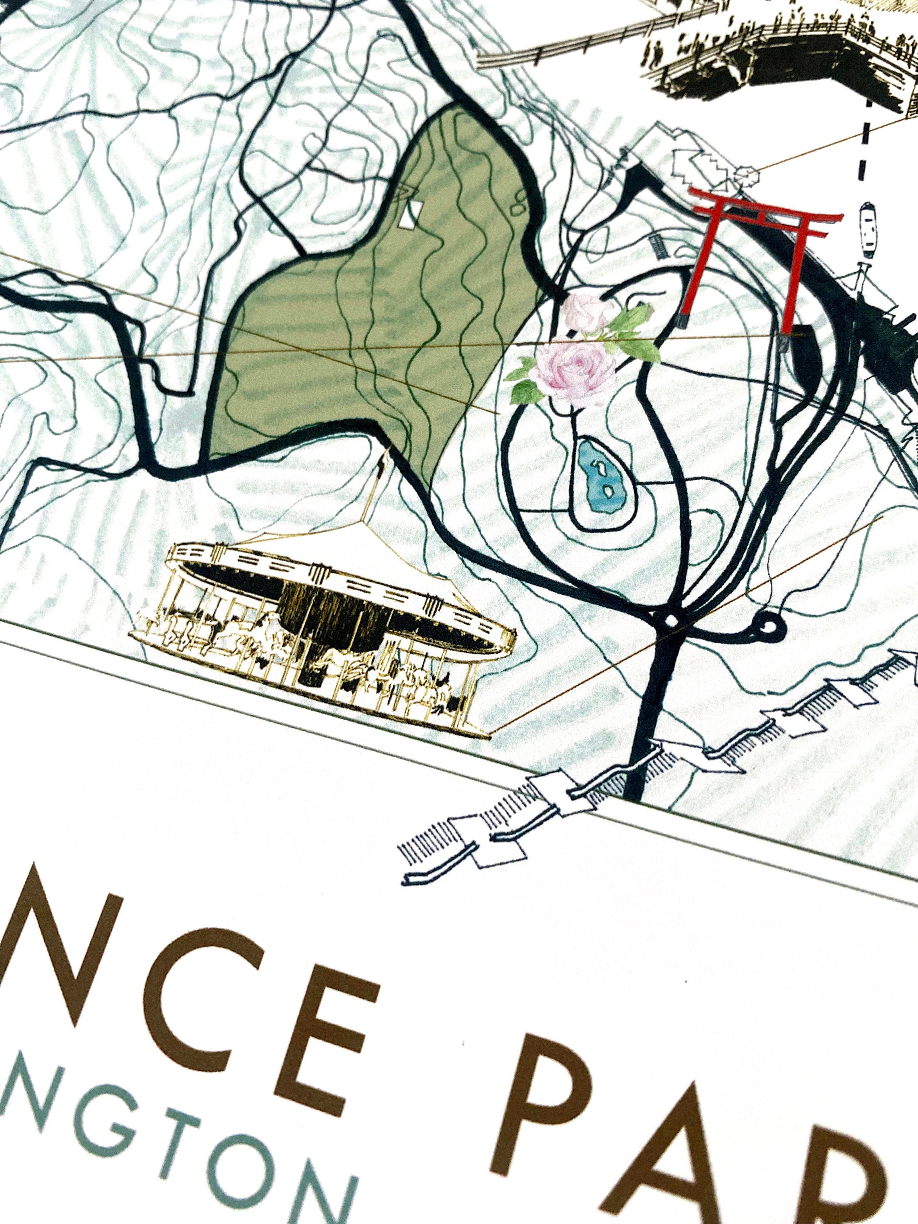 POINT DEFIANCE Park Art Map TACOMA Washington: Horizontal PRINT