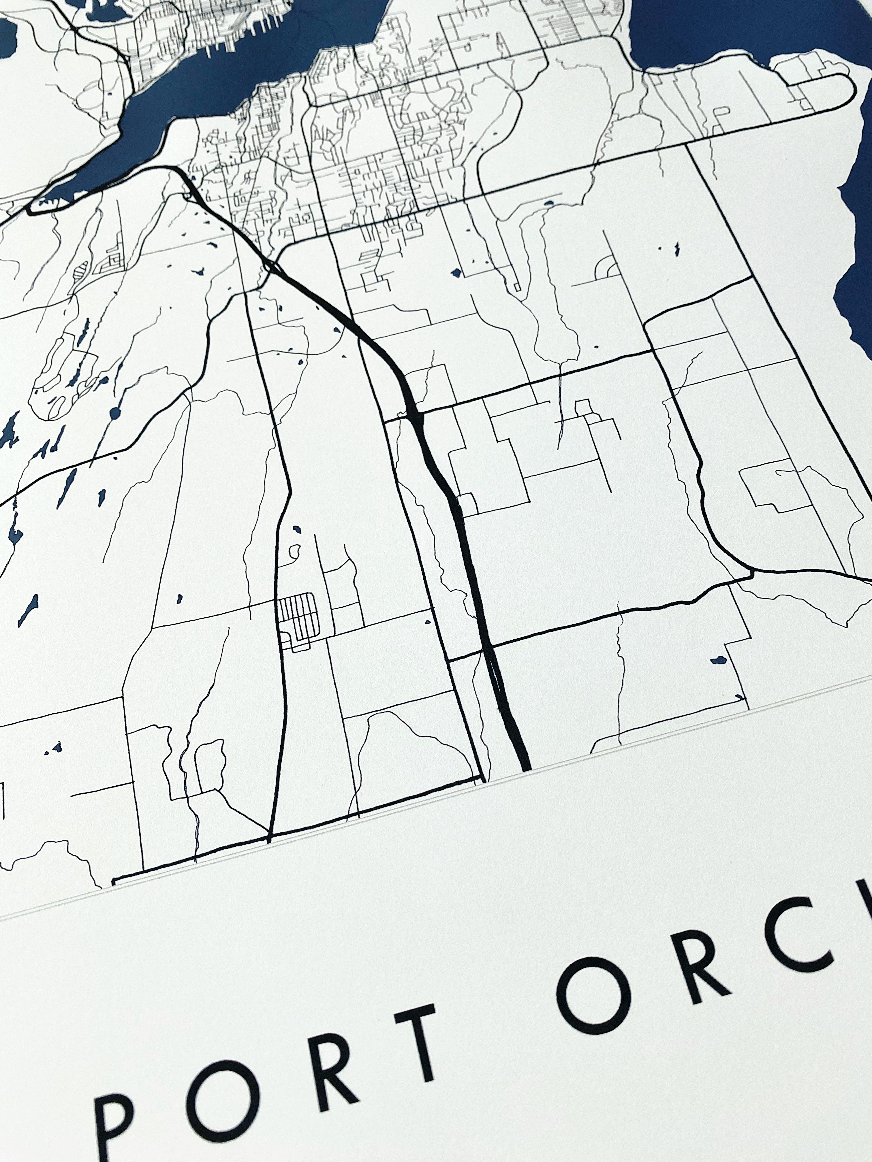 PORT ORCHARD Washington Hand Drawn "Blueprint" Map: PRINT