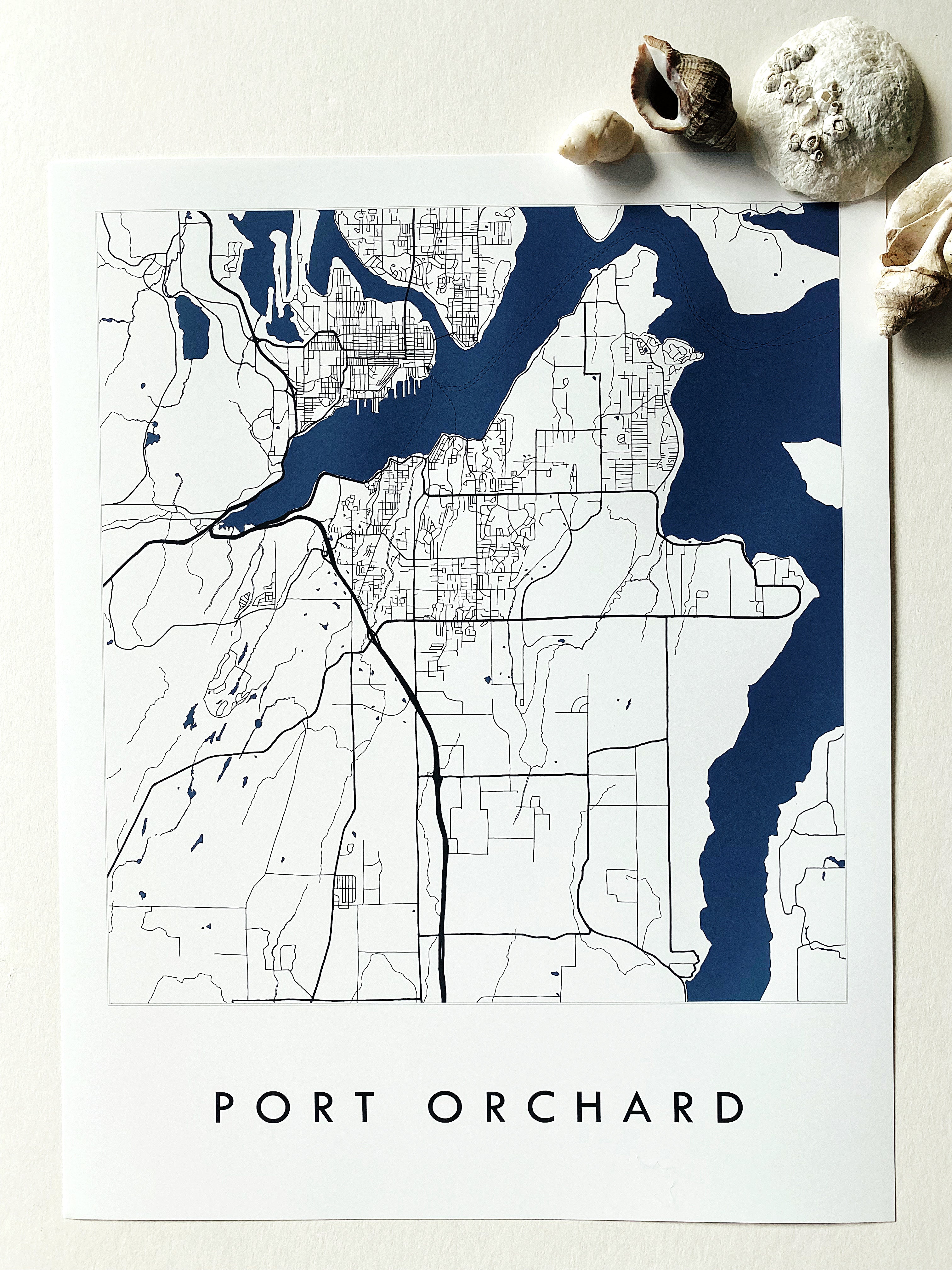 PORT ORCHARD Washington Hand Drawn "Blueprint" Map: PRINT