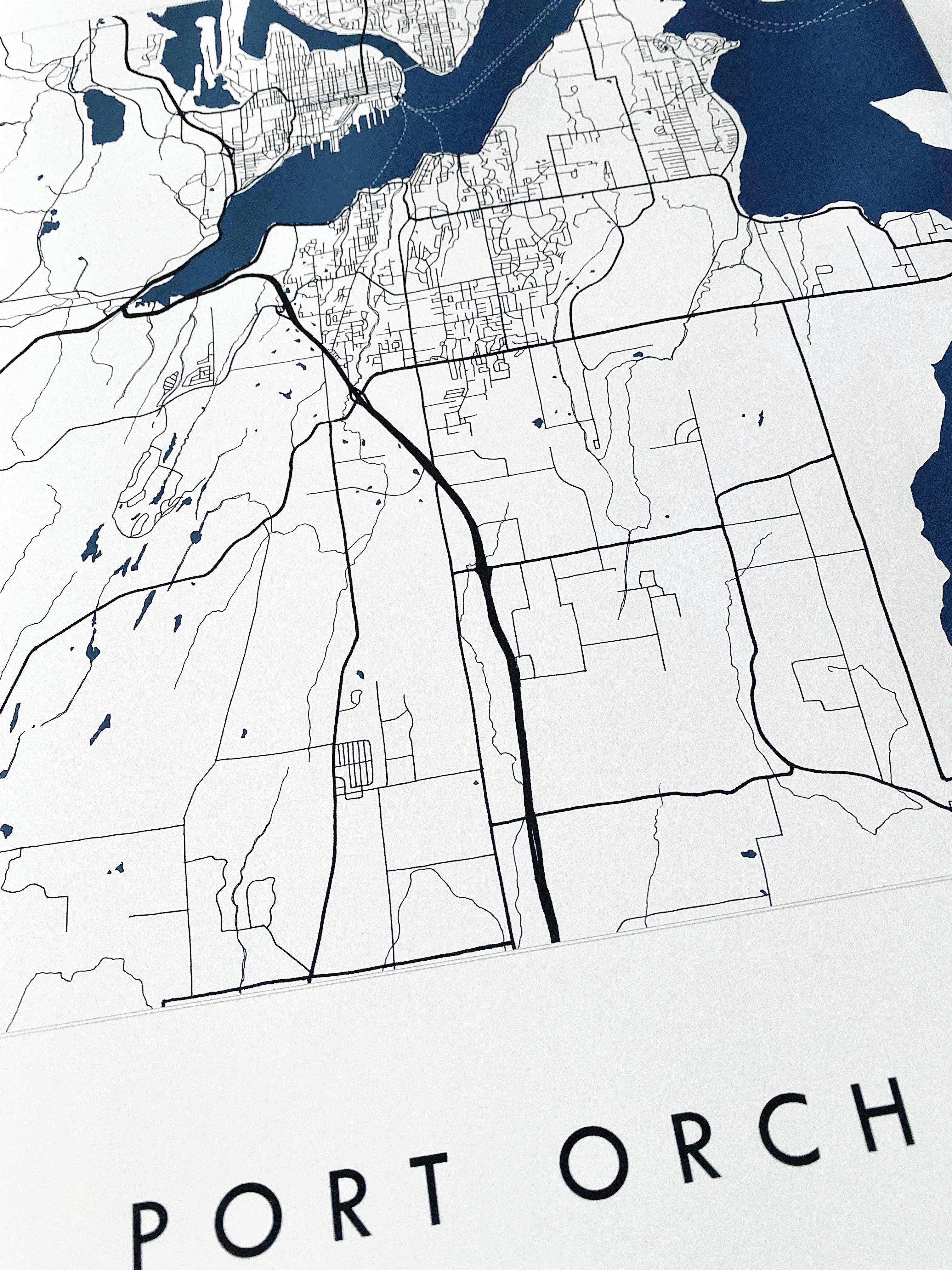 PORT ORCHARD Washington Hand Drawn "Blueprint" Map: PRINT