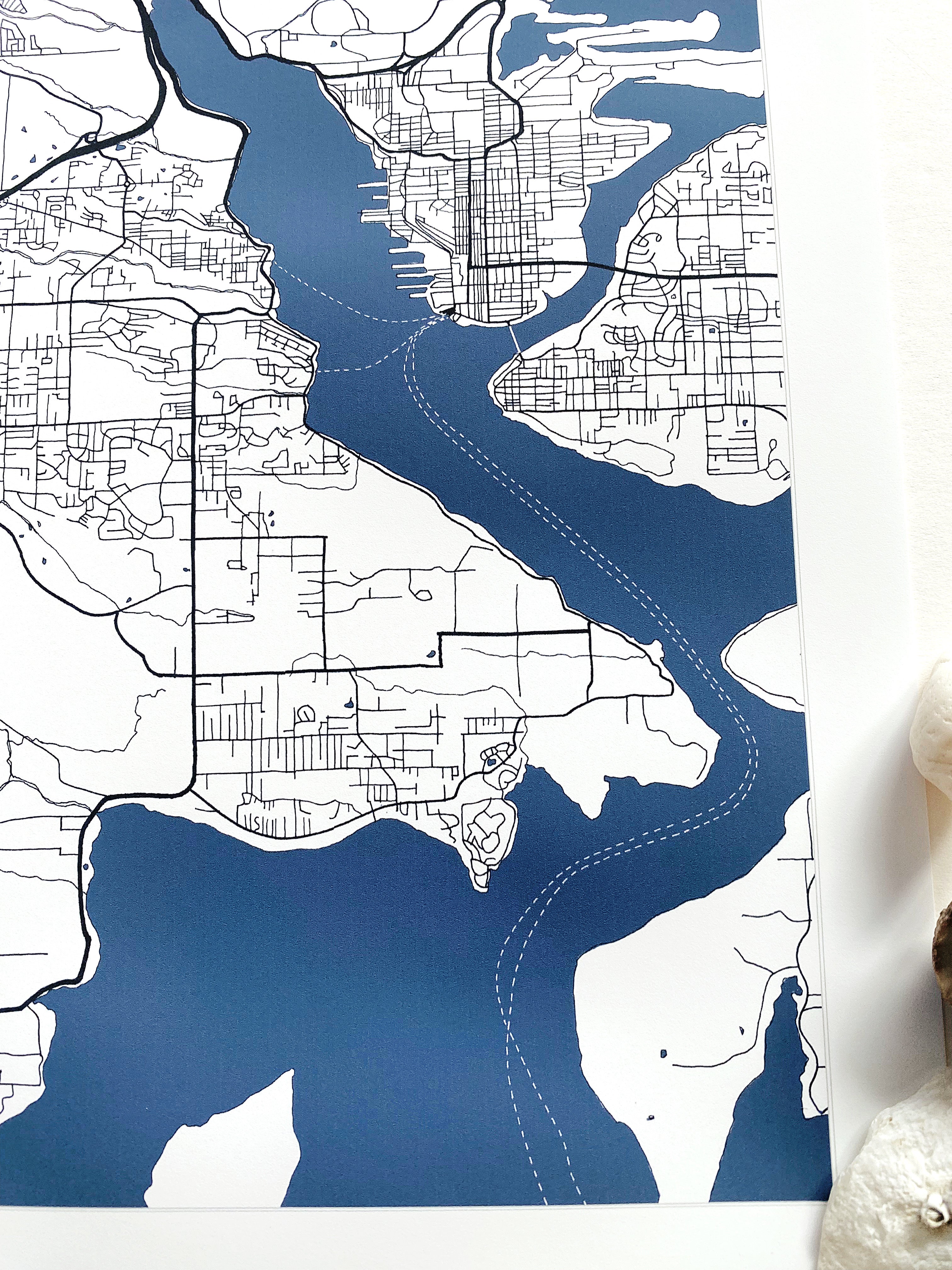 PORT ORCHARD Washington Hand Drawn "Blueprint" Map: PRINT