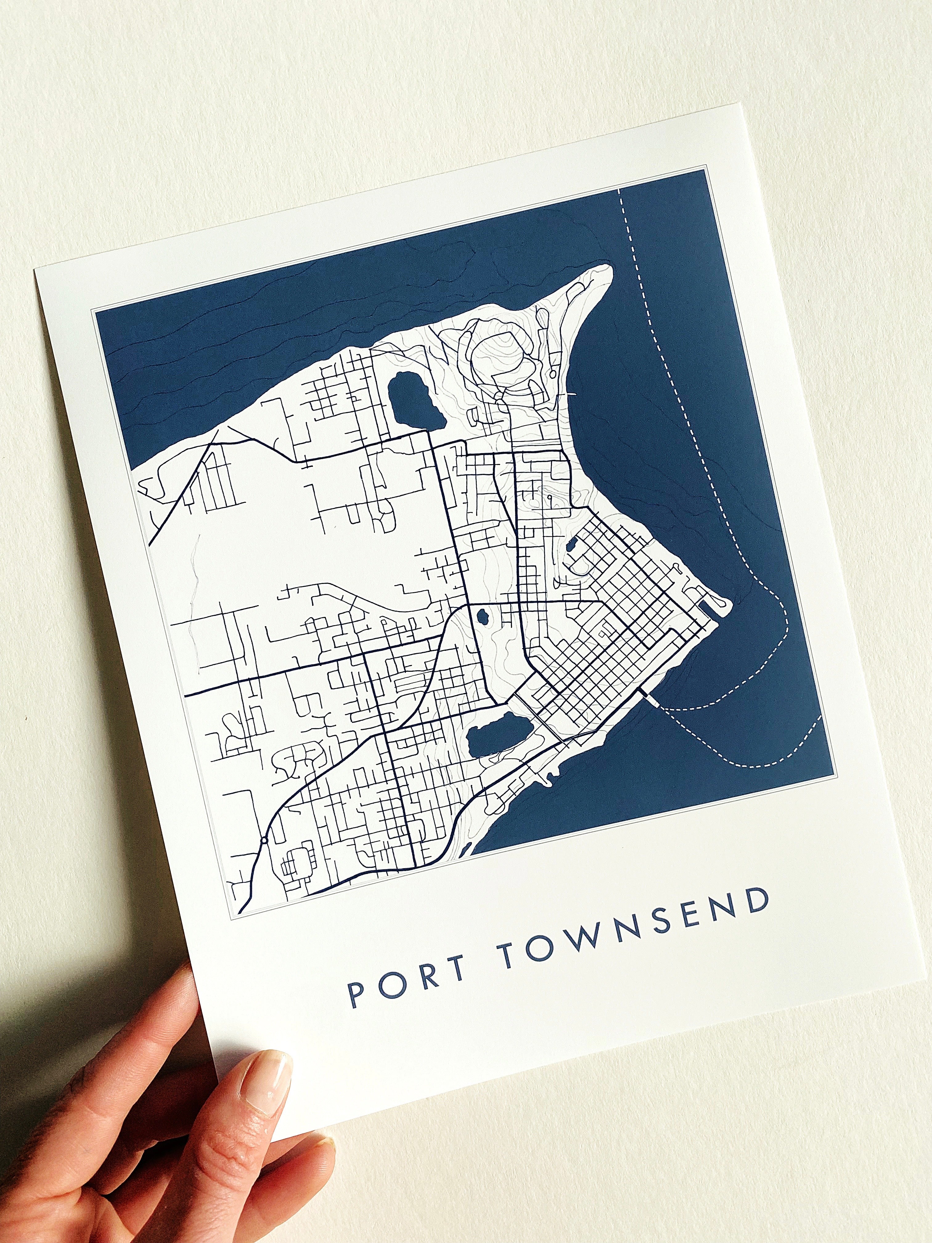 PORT TOWNSEND Washington Hand Drawn "Blueprint" Map: PRINT