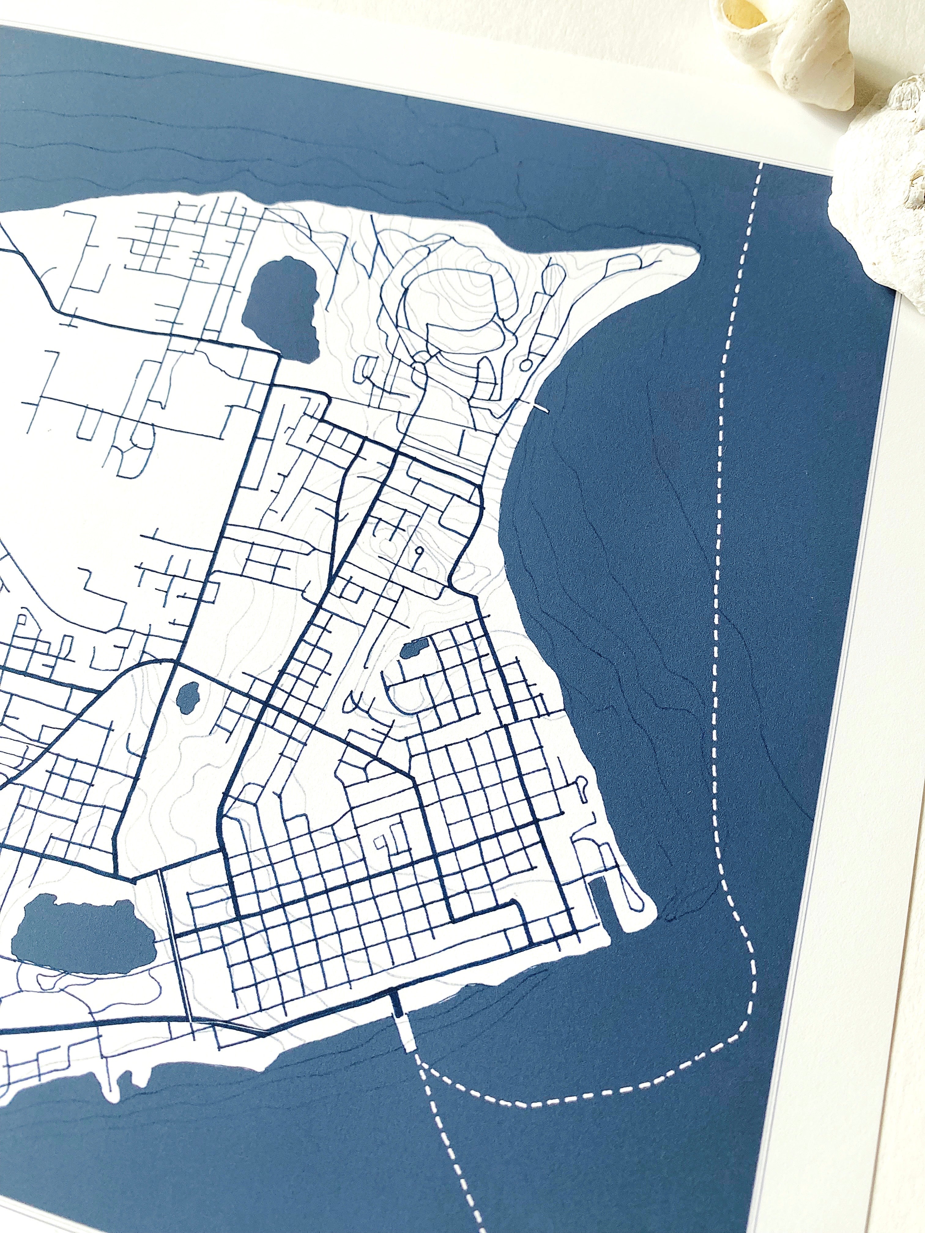 PORT TOWNSEND Washington Hand Drawn "Blueprint" Map: PRINT