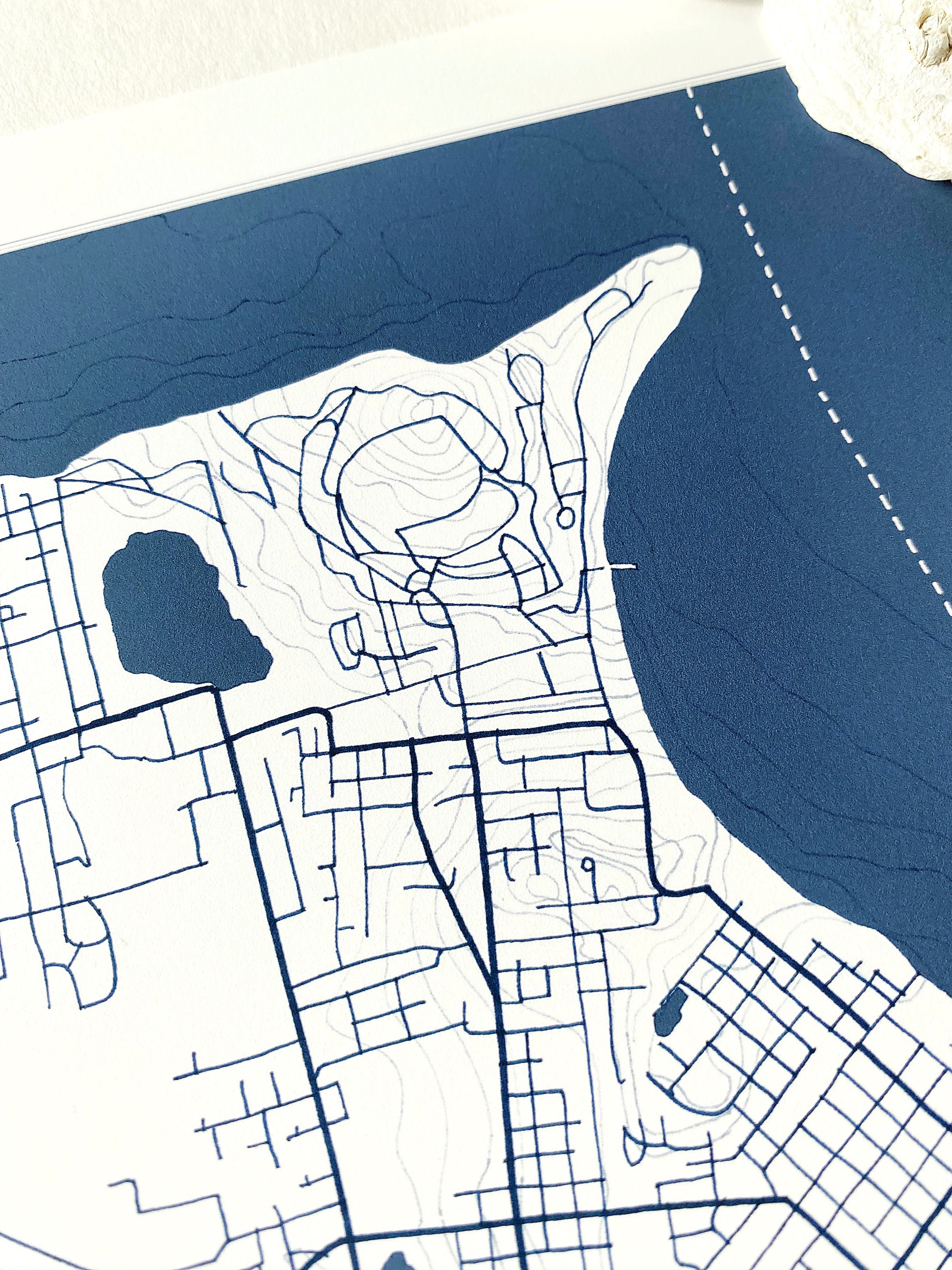 PORT TOWNSEND Washington Hand Drawn "Blueprint" Map: PRINT