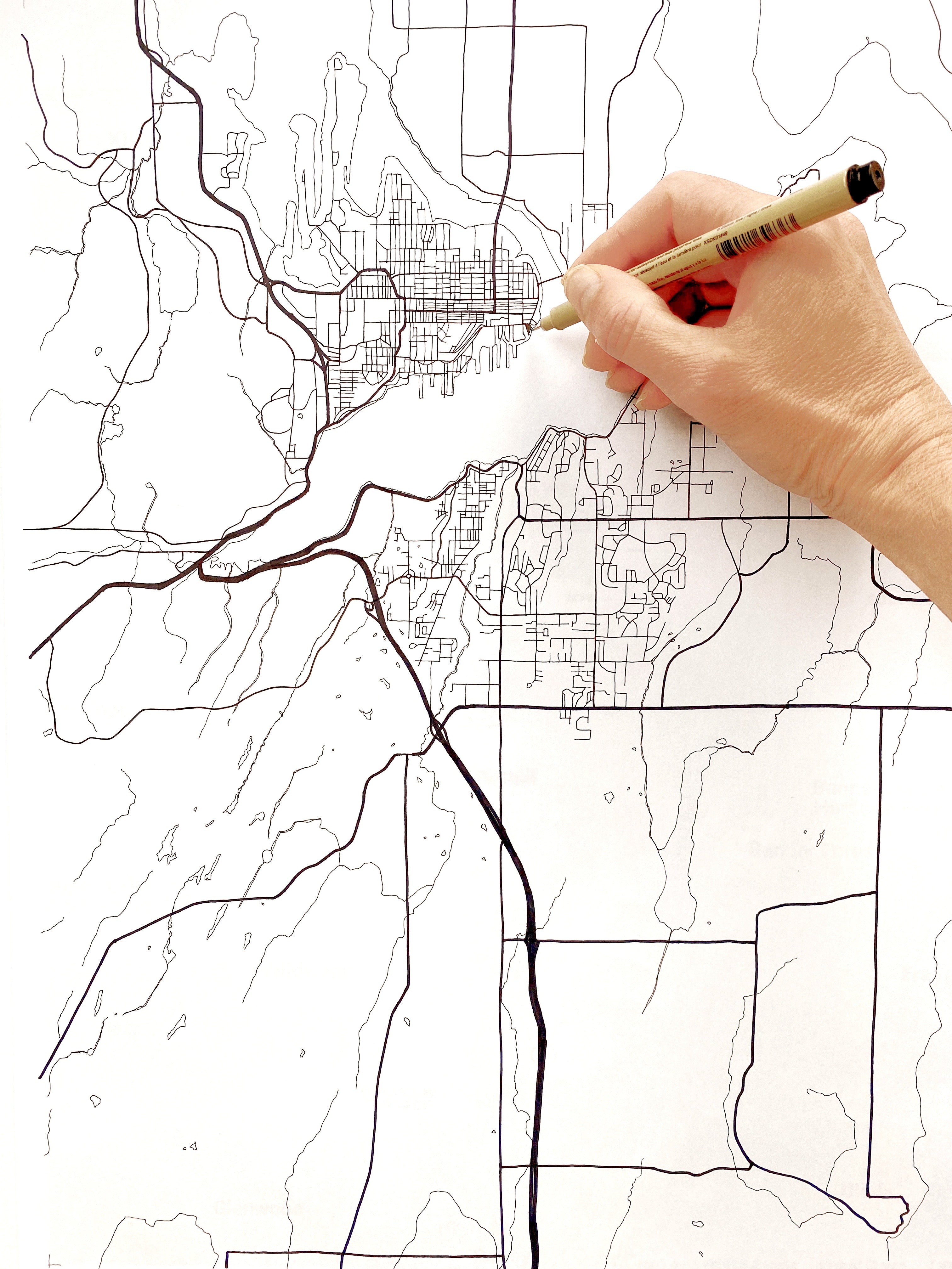 Custom YOUR AREA: "Blueprint" Map: PRINT: Wholesale Only