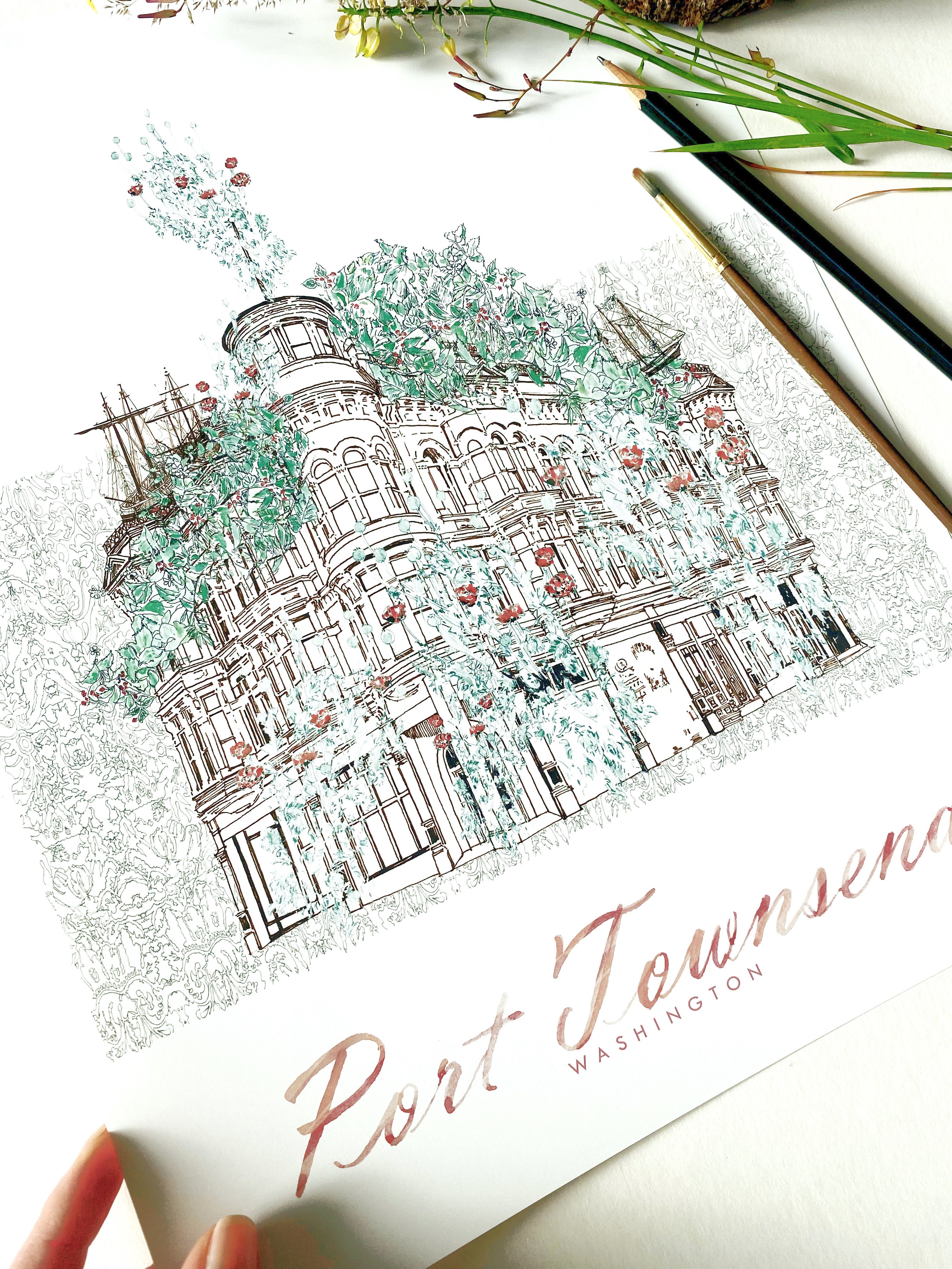 PORT TOWNSEND Washington "Garden Architecture": PRINT