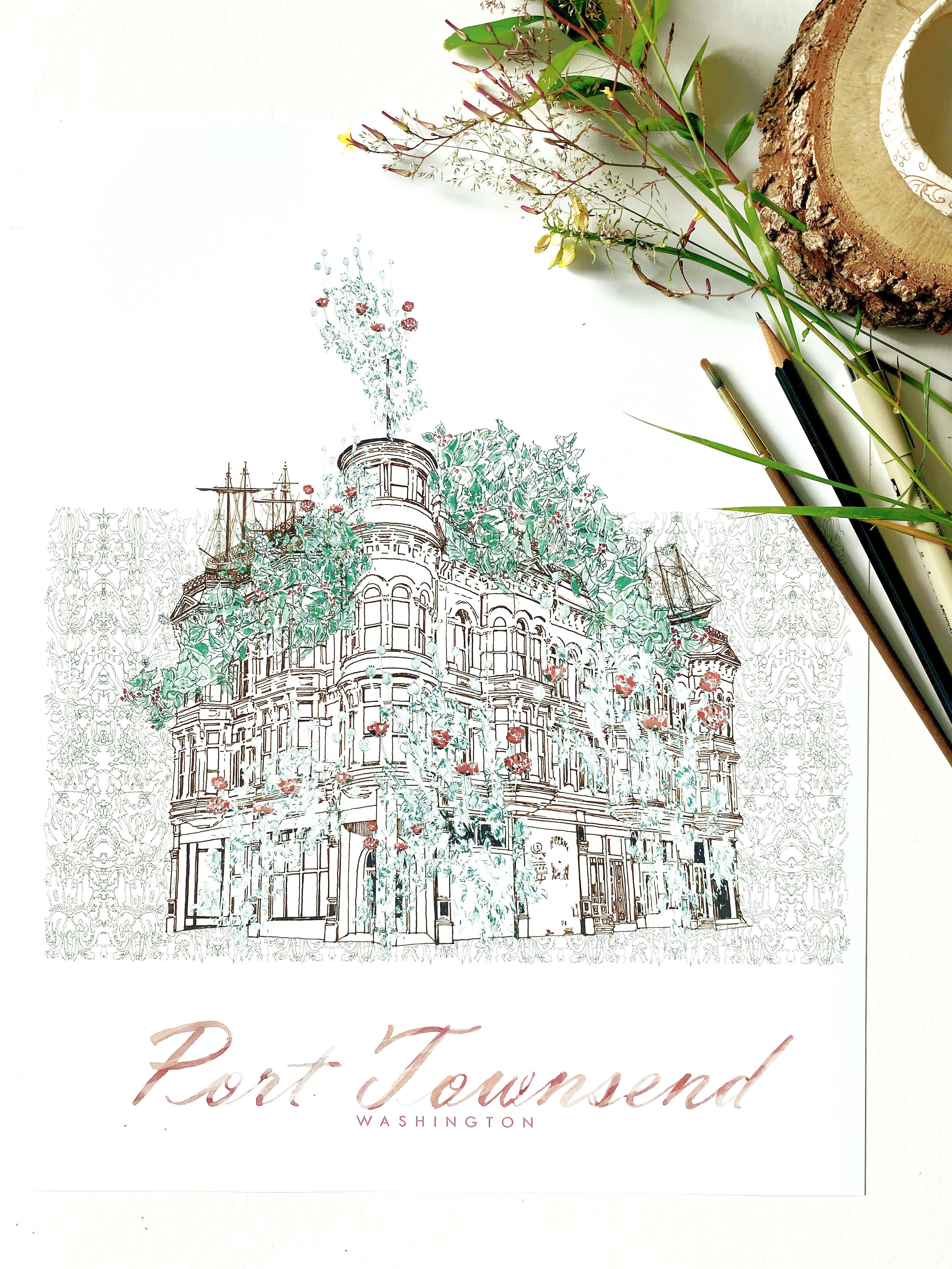 PORT TOWNSEND Washington "Garden Architecture": PRINT