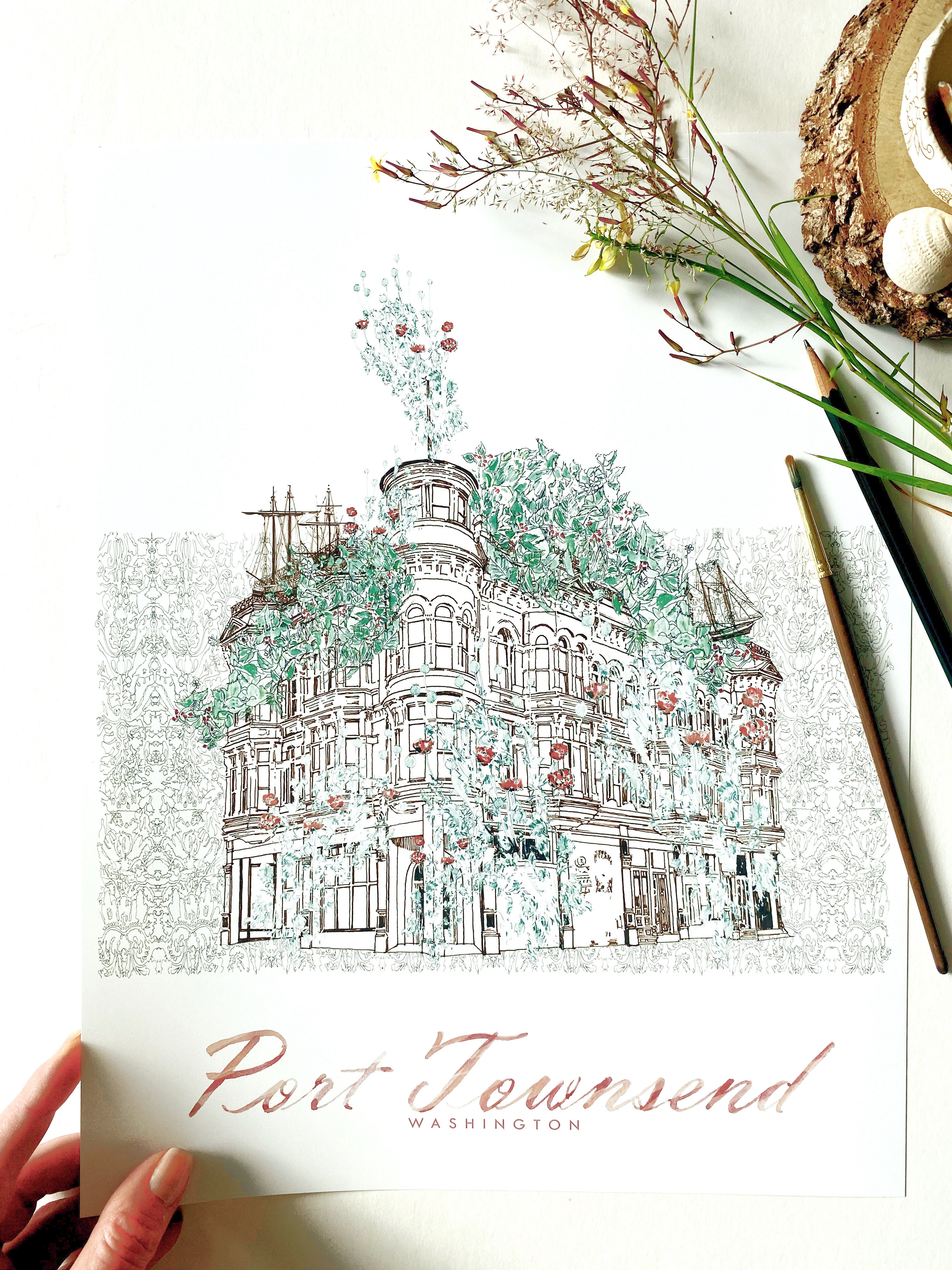 PORT TOWNSEND Washington "Garden Architecture": PRINT