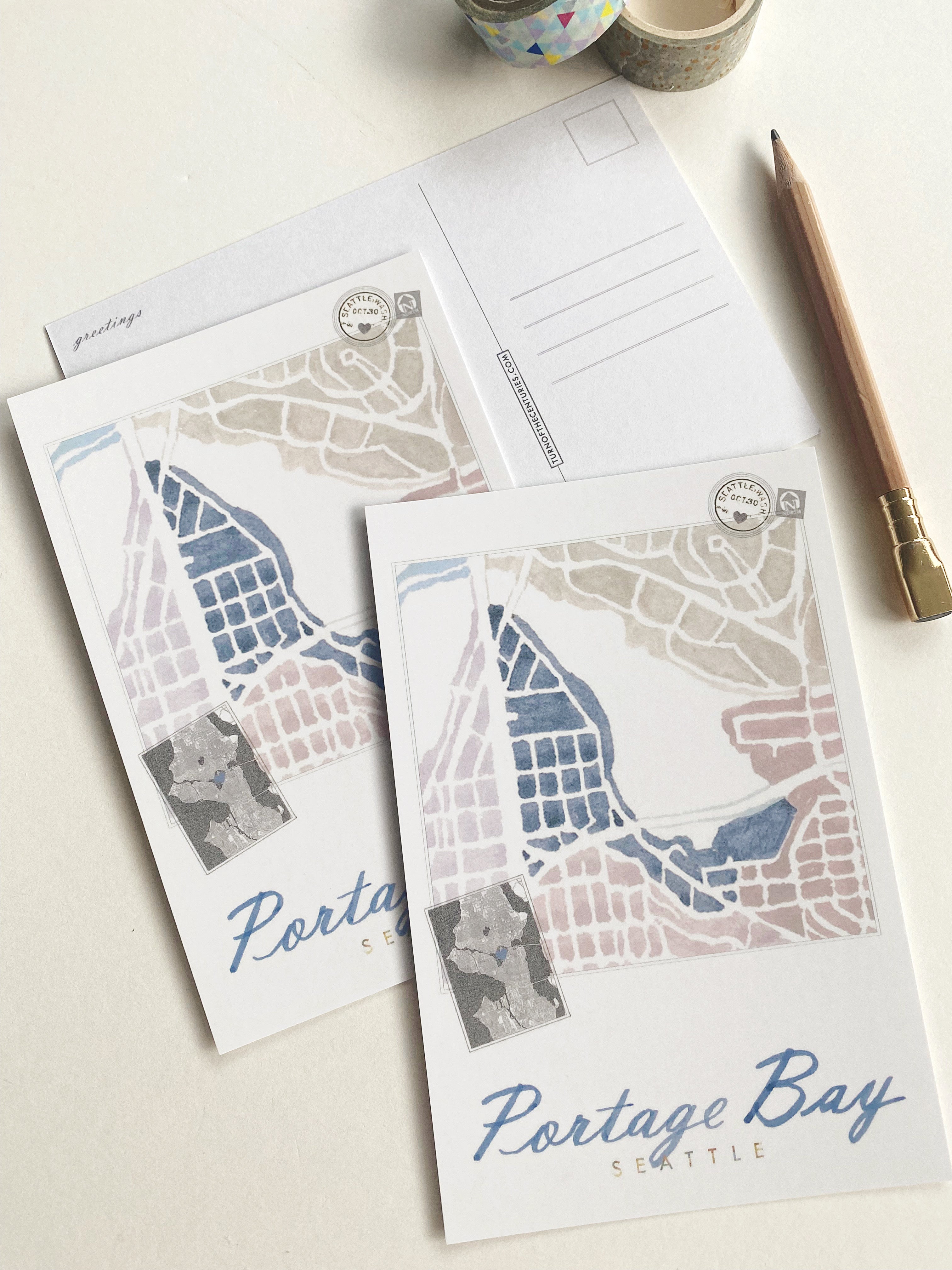 PORTAGE BAY Seattle Neighborhood Map - Standard Postcard