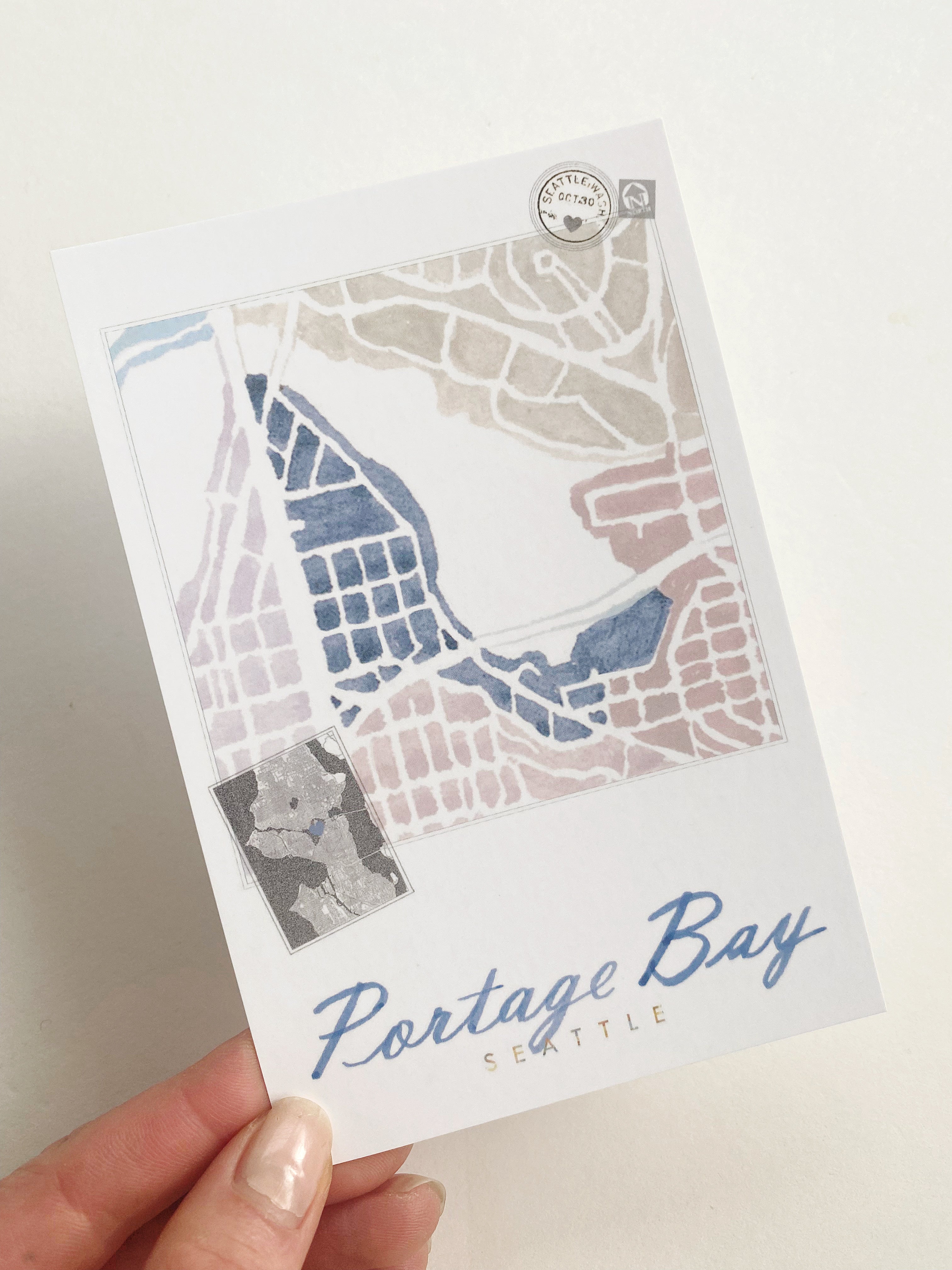 PORTAGE BAY Seattle Neighborhood Map - Standard Postcard