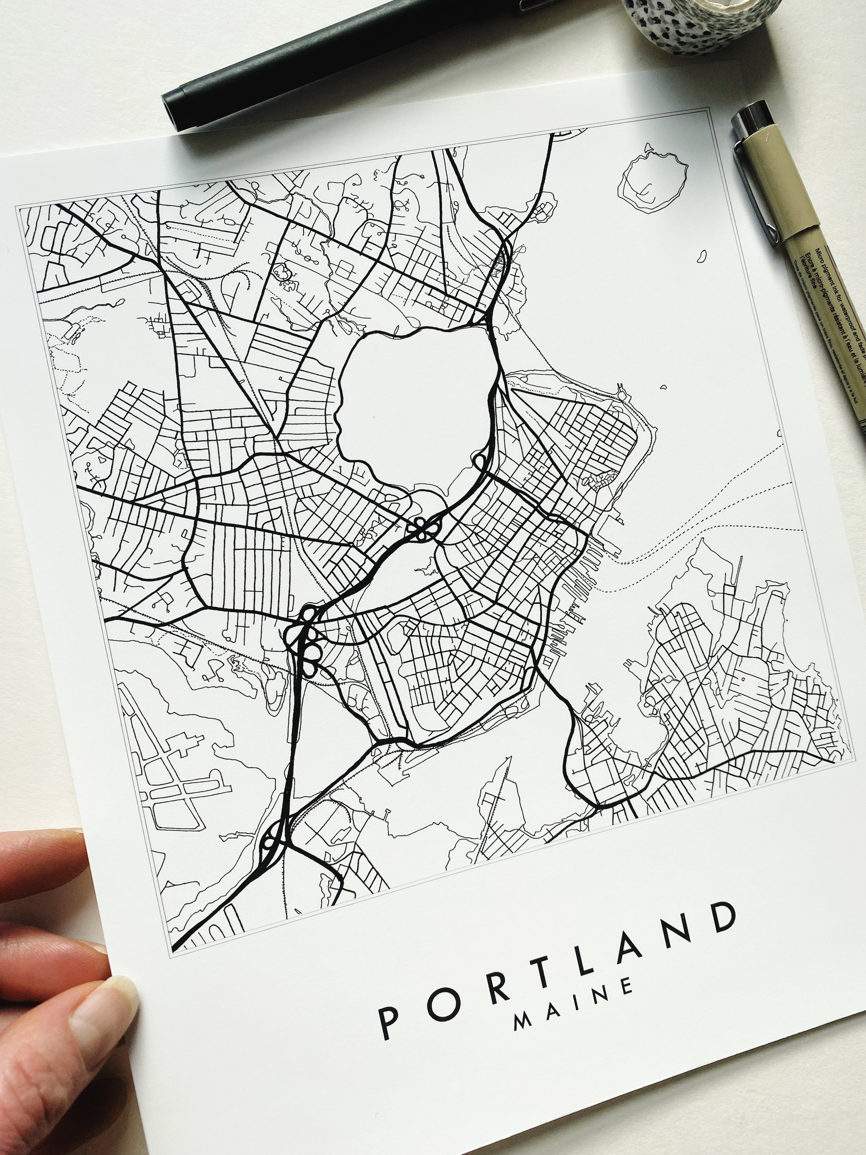PORTLAND Maine City Lines Map: PRINT