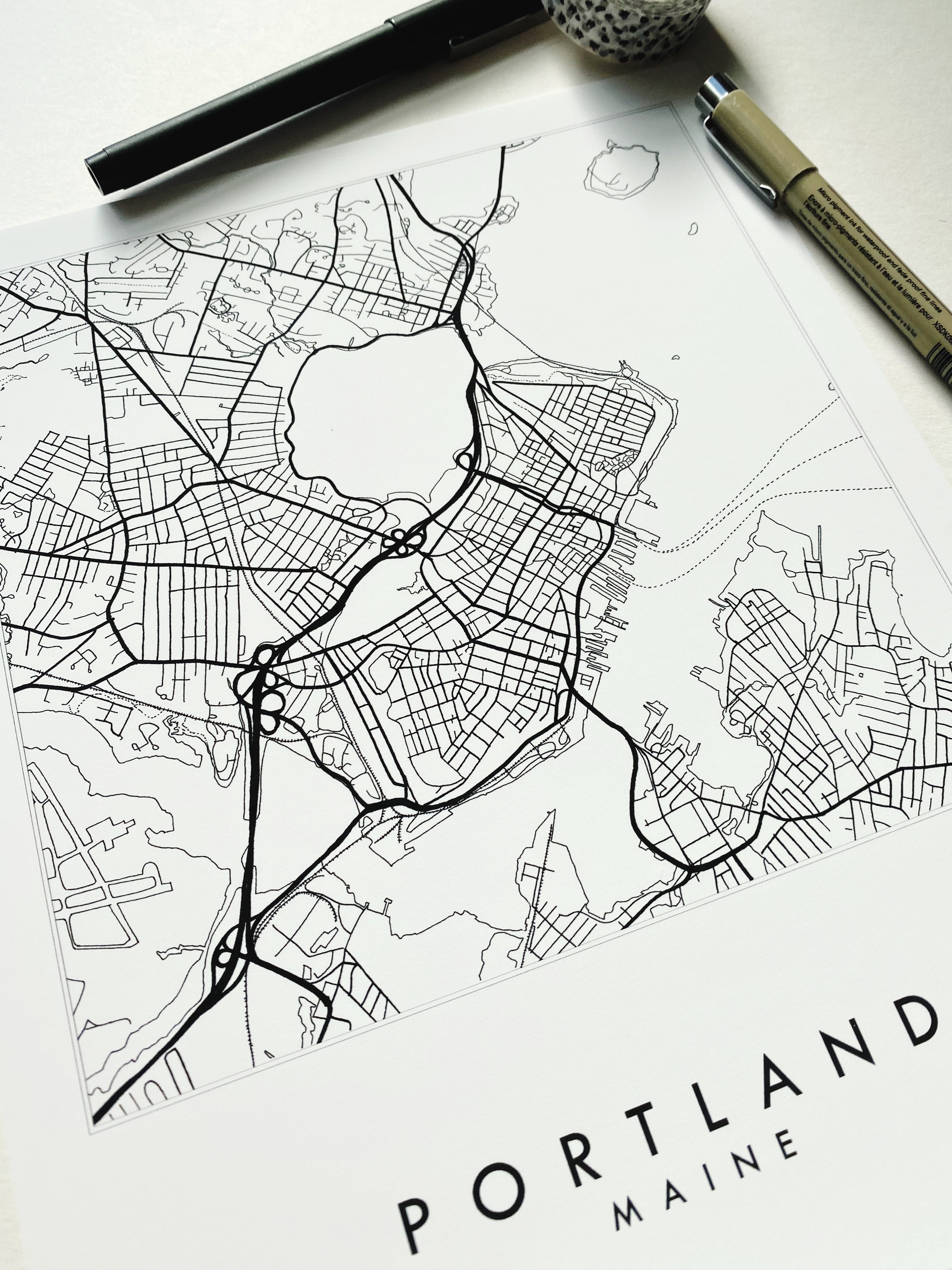 PORTLAND Maine City Lines Map: PRINT