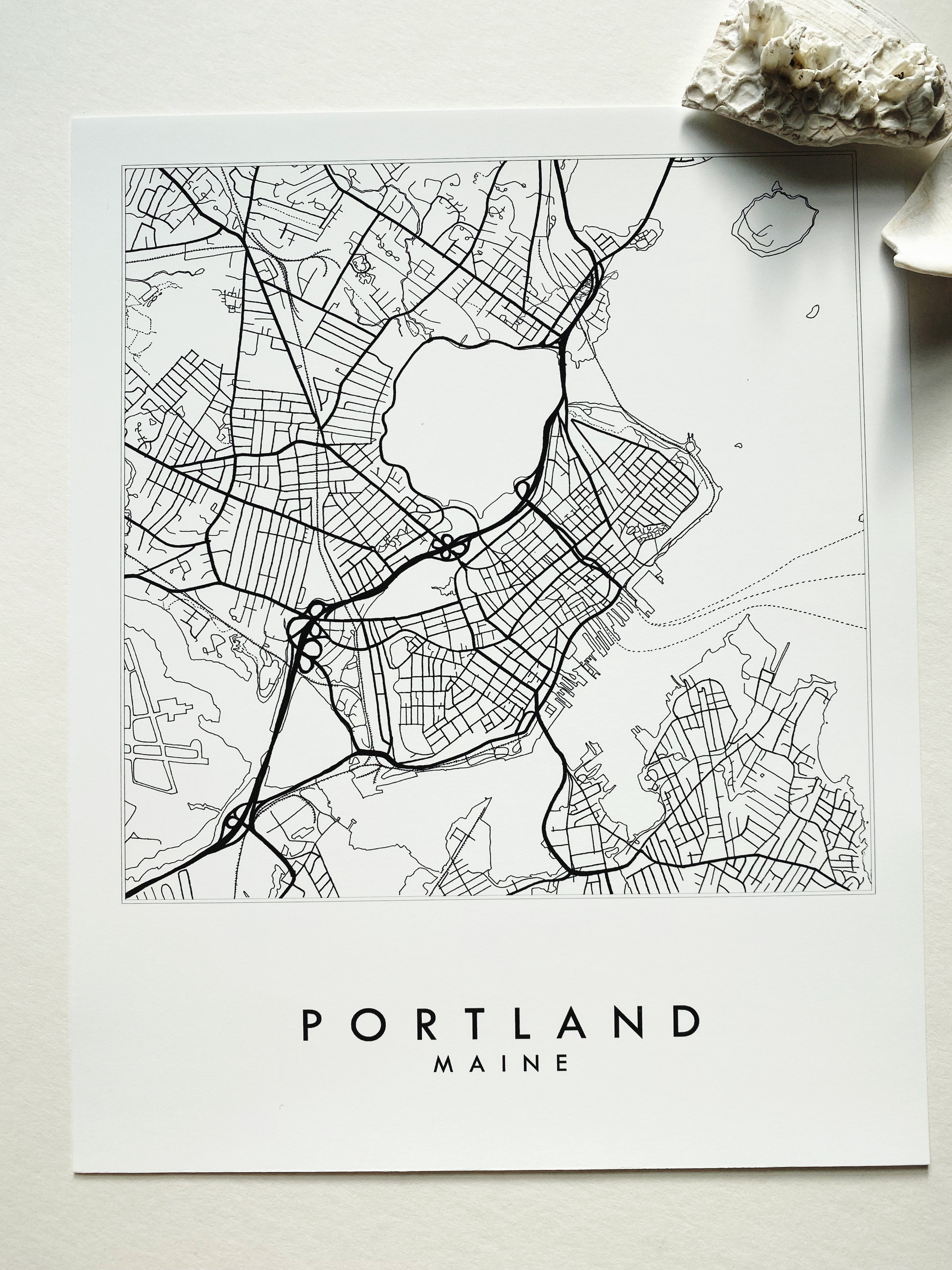 PORTLAND Maine City Lines Map: PRINT