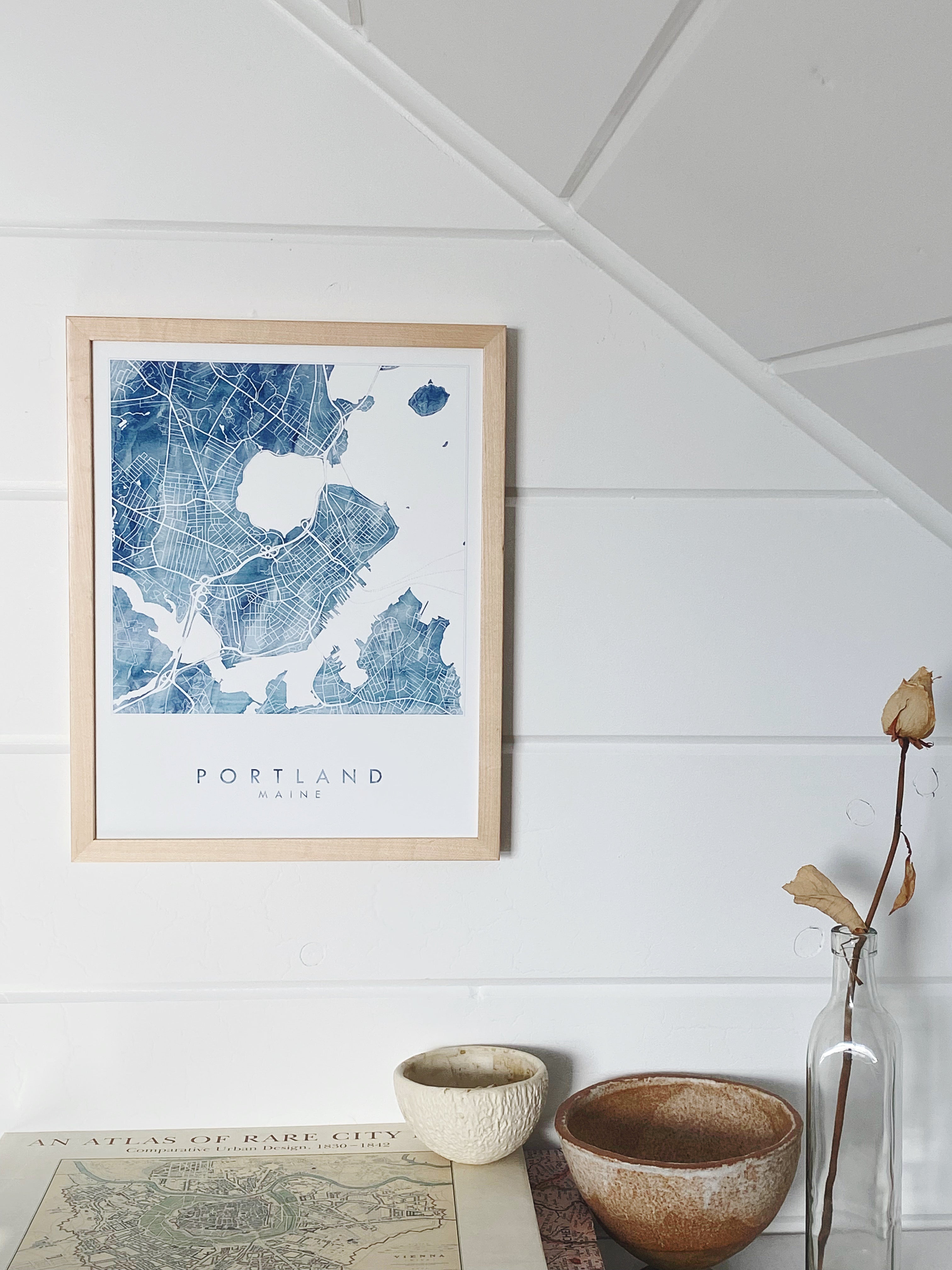 PORTLAND Maine Watercolor Wash City Map: PRINT