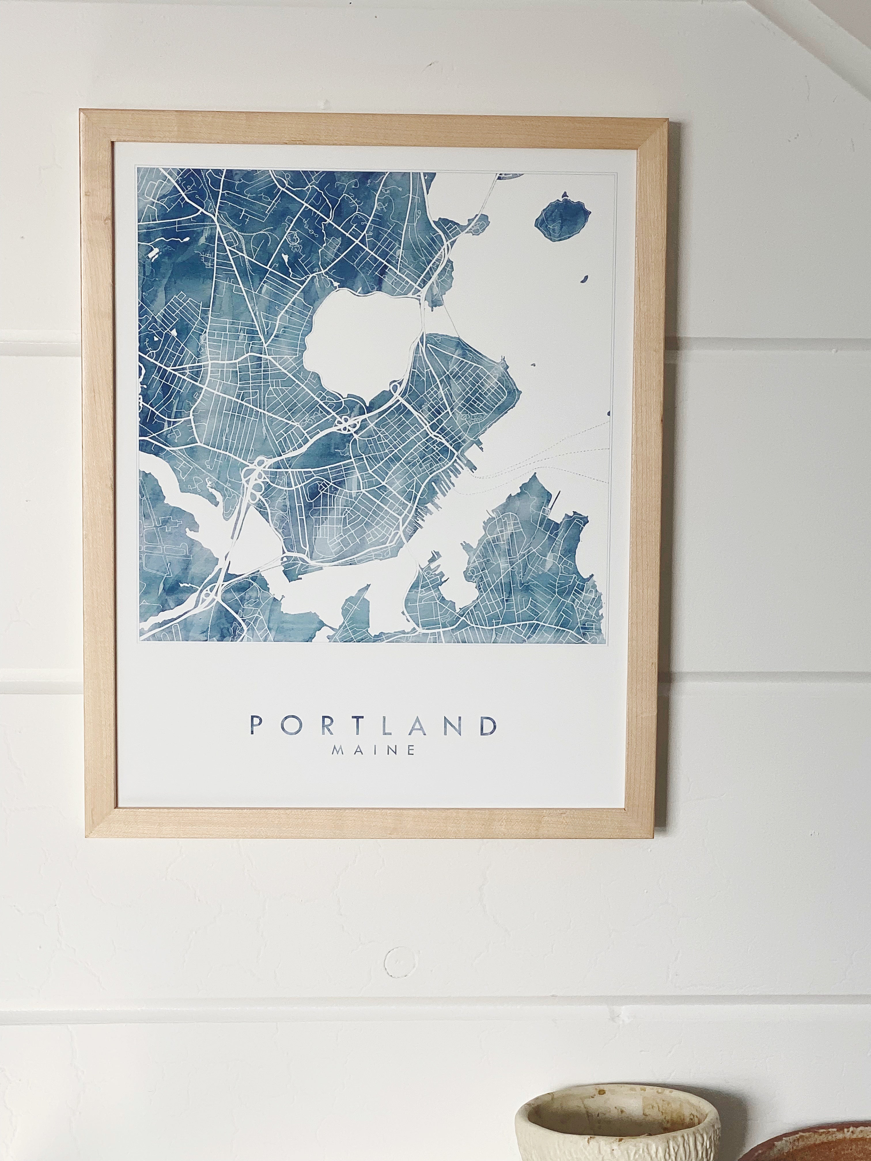 PORTLAND Maine Watercolor Wash City Map: PRINT