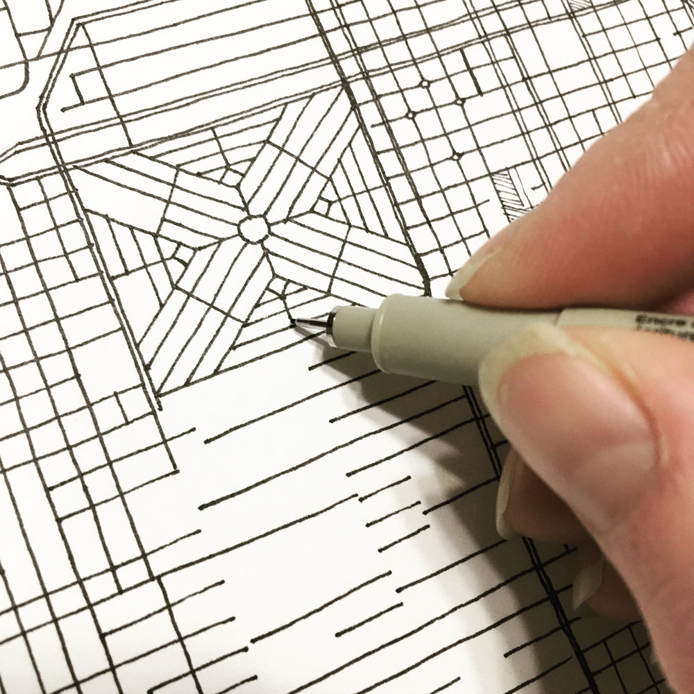 PORTLAND Oregon Bungalows Streetscape + Map: PRINT