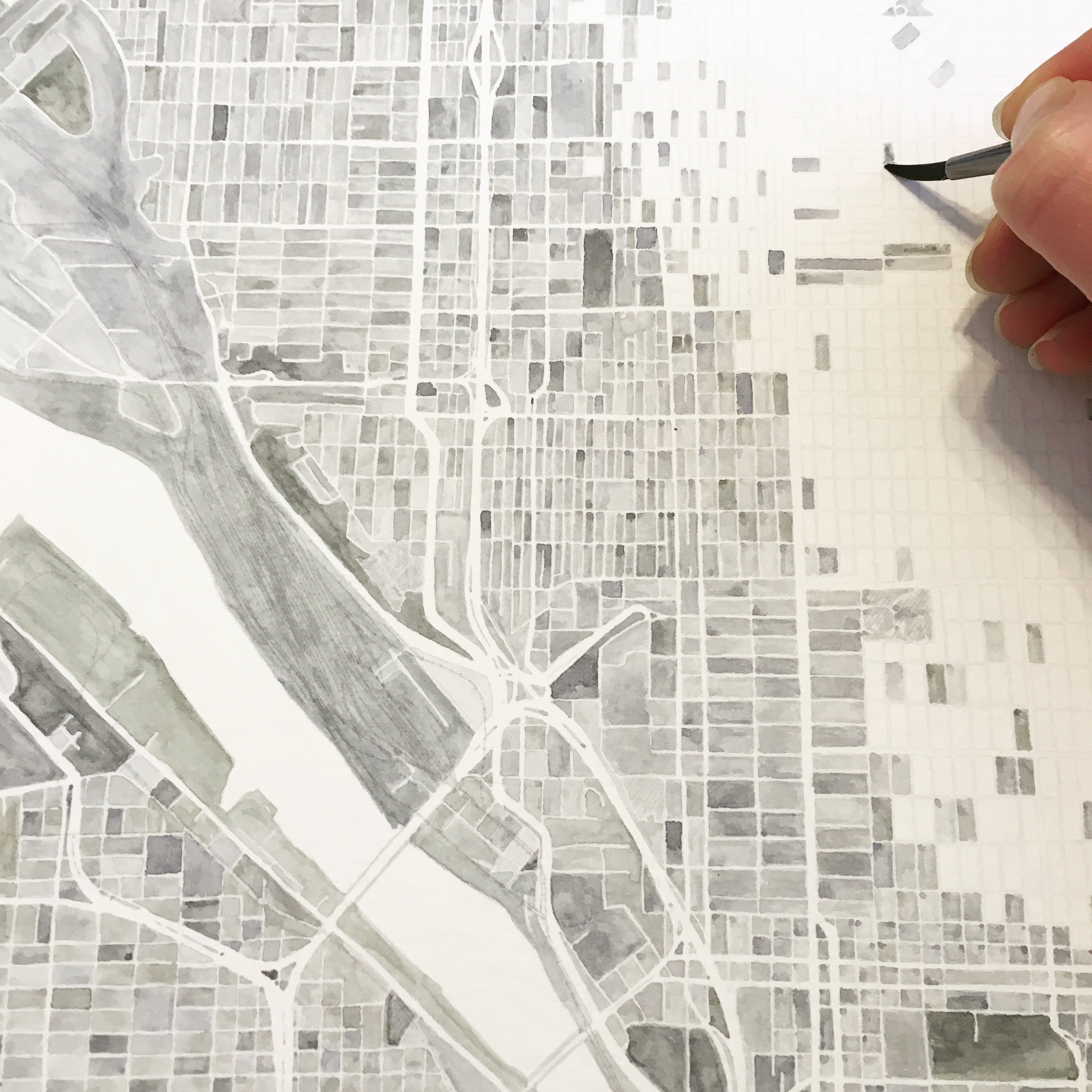 PORTLAND Oregon Watercolor Map: ORNAMENT