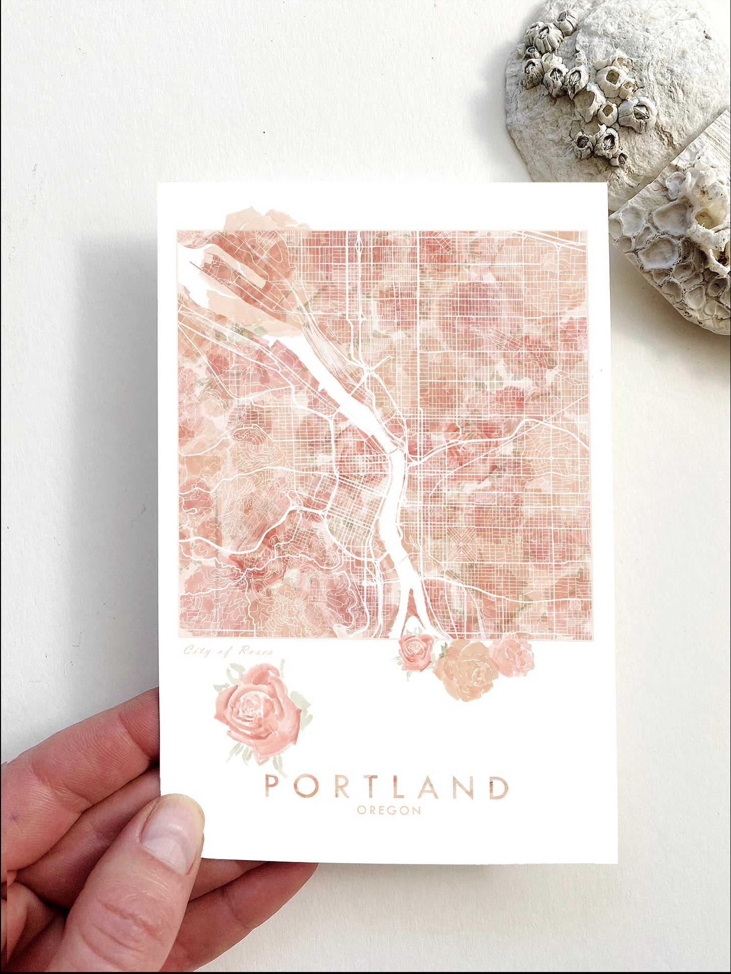 PORTLAND Oregon ROSES Map Postcard