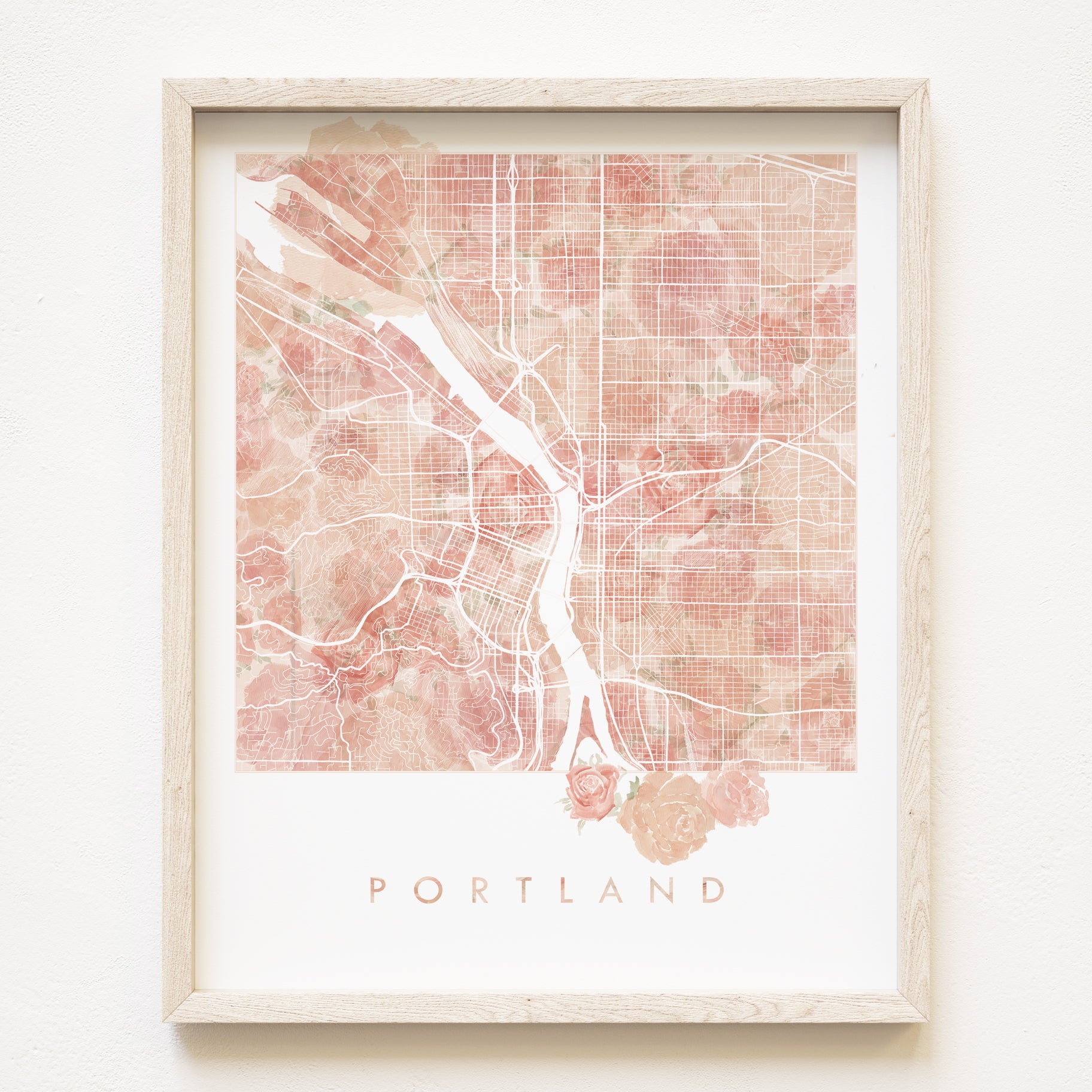 PORTLAND Oregon Roses Botanical Map: PRINT