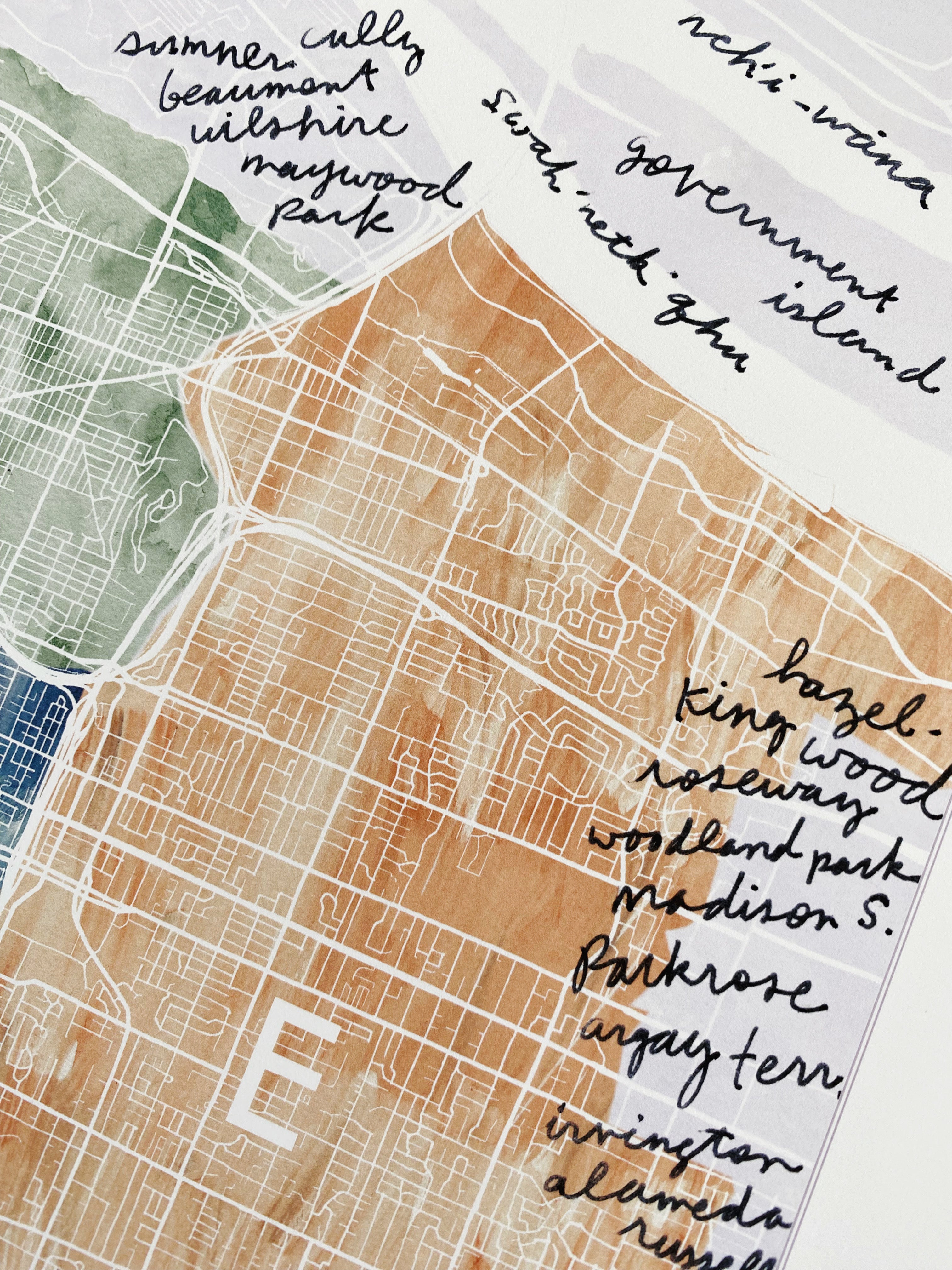 Portland Neighborhoods Watercolor Map: PRINT