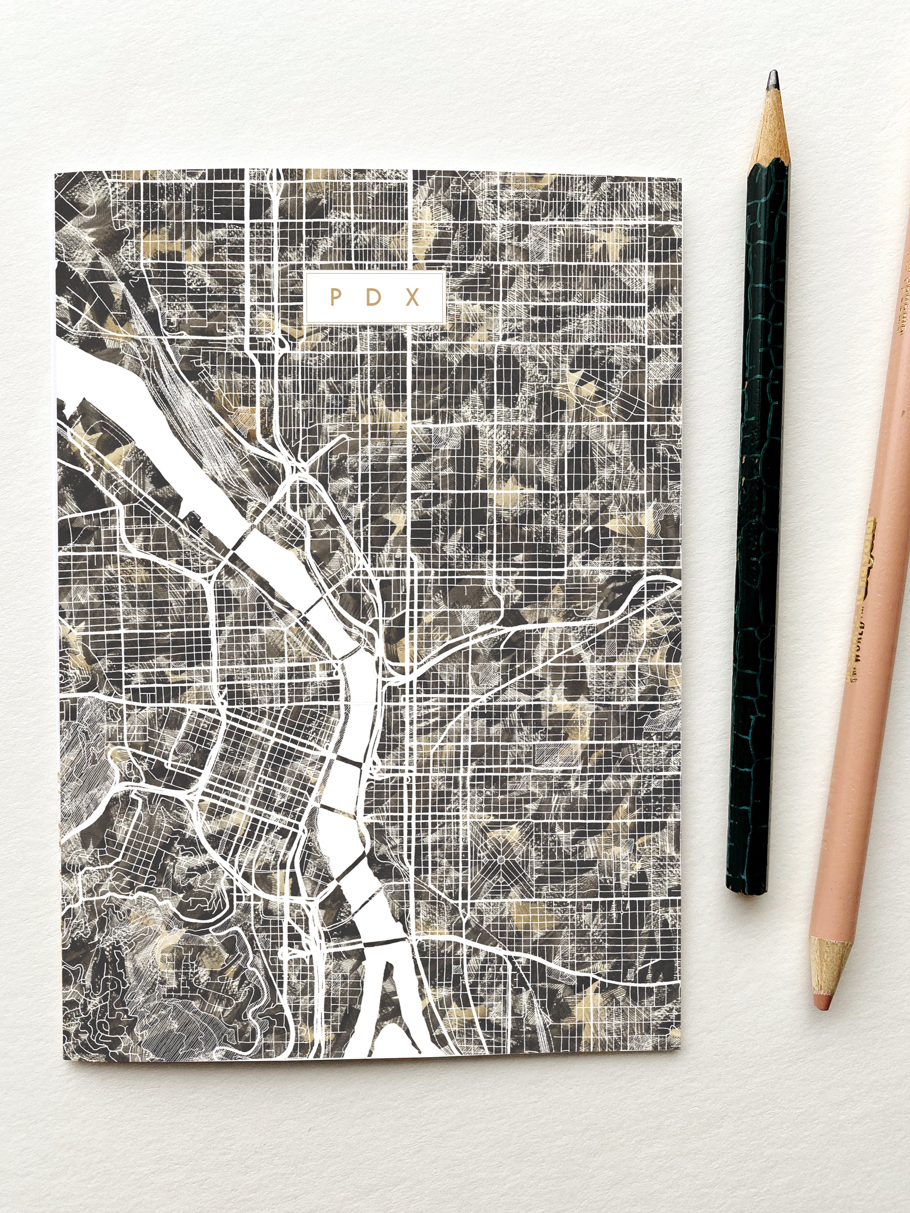 PDX Portland Oregon Watercolor Wash Map - city nickname greeting card