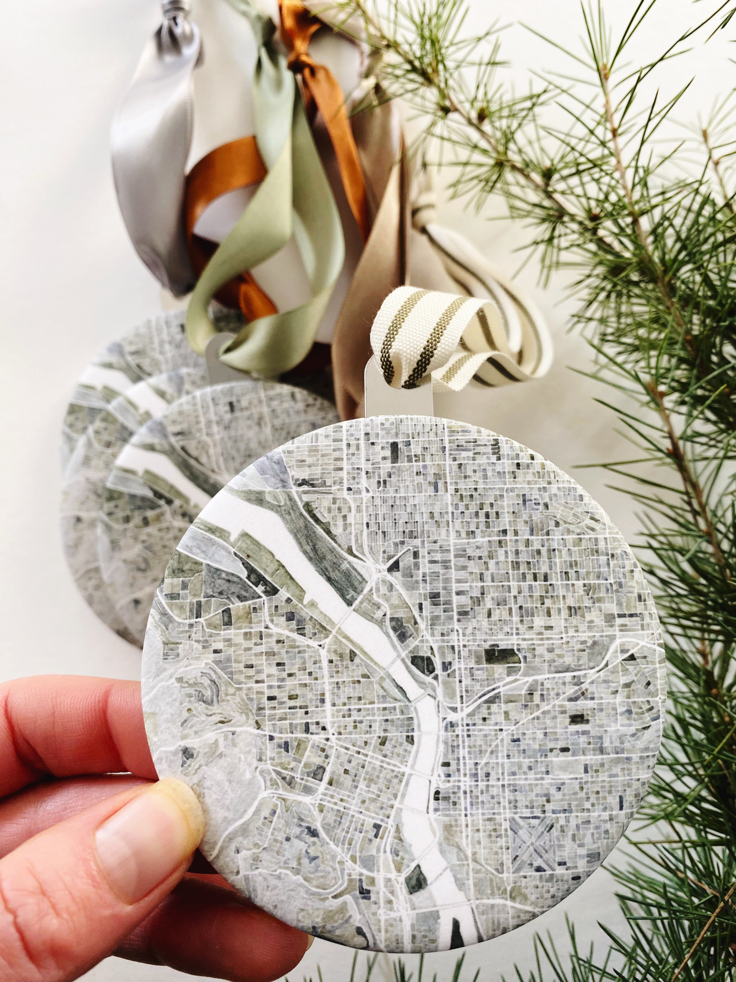 PORTLAND Oregon Watercolor Map: ORNAMENT