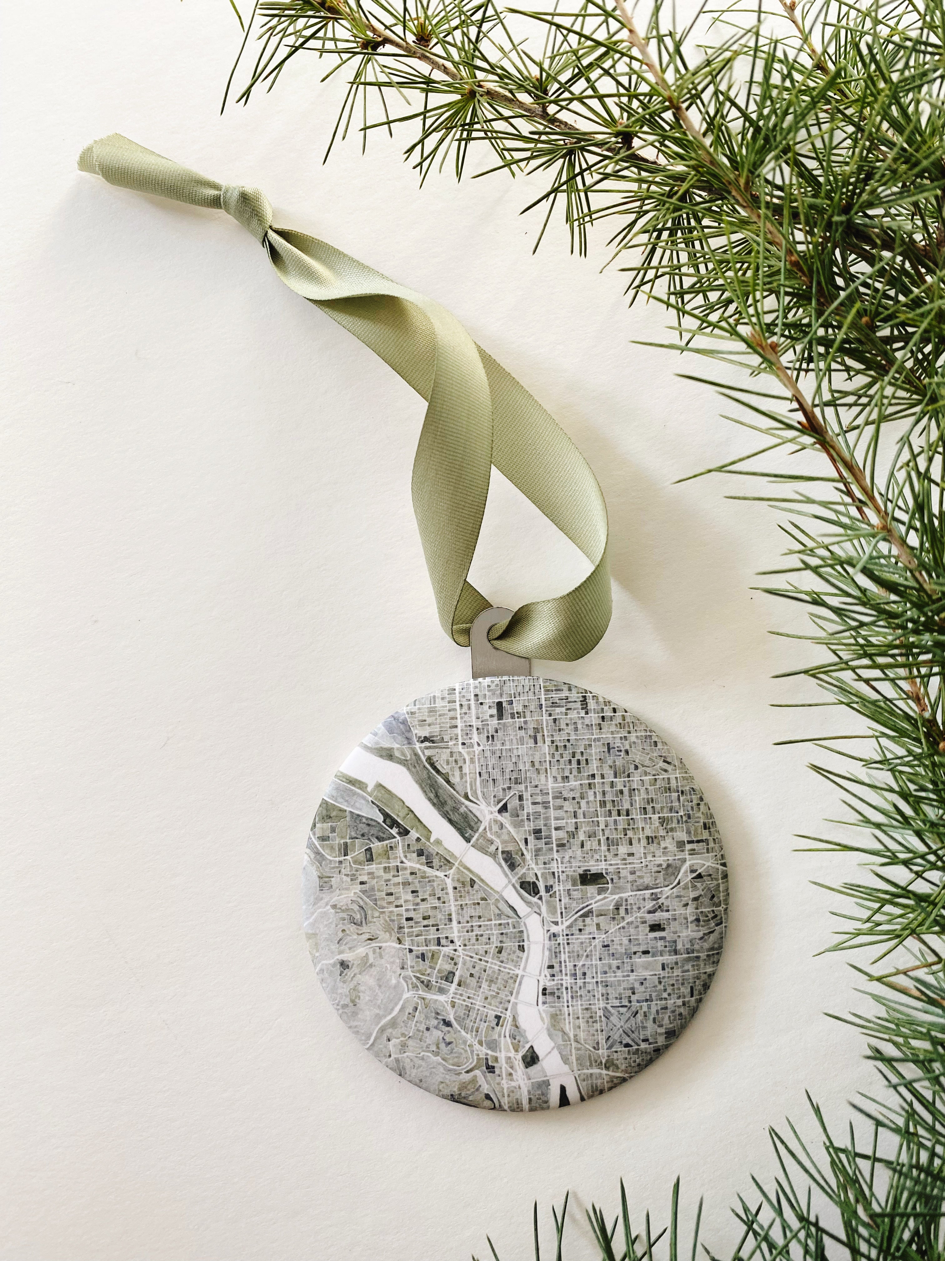 PORTLAND Oregon Watercolor Map: ORNAMENT