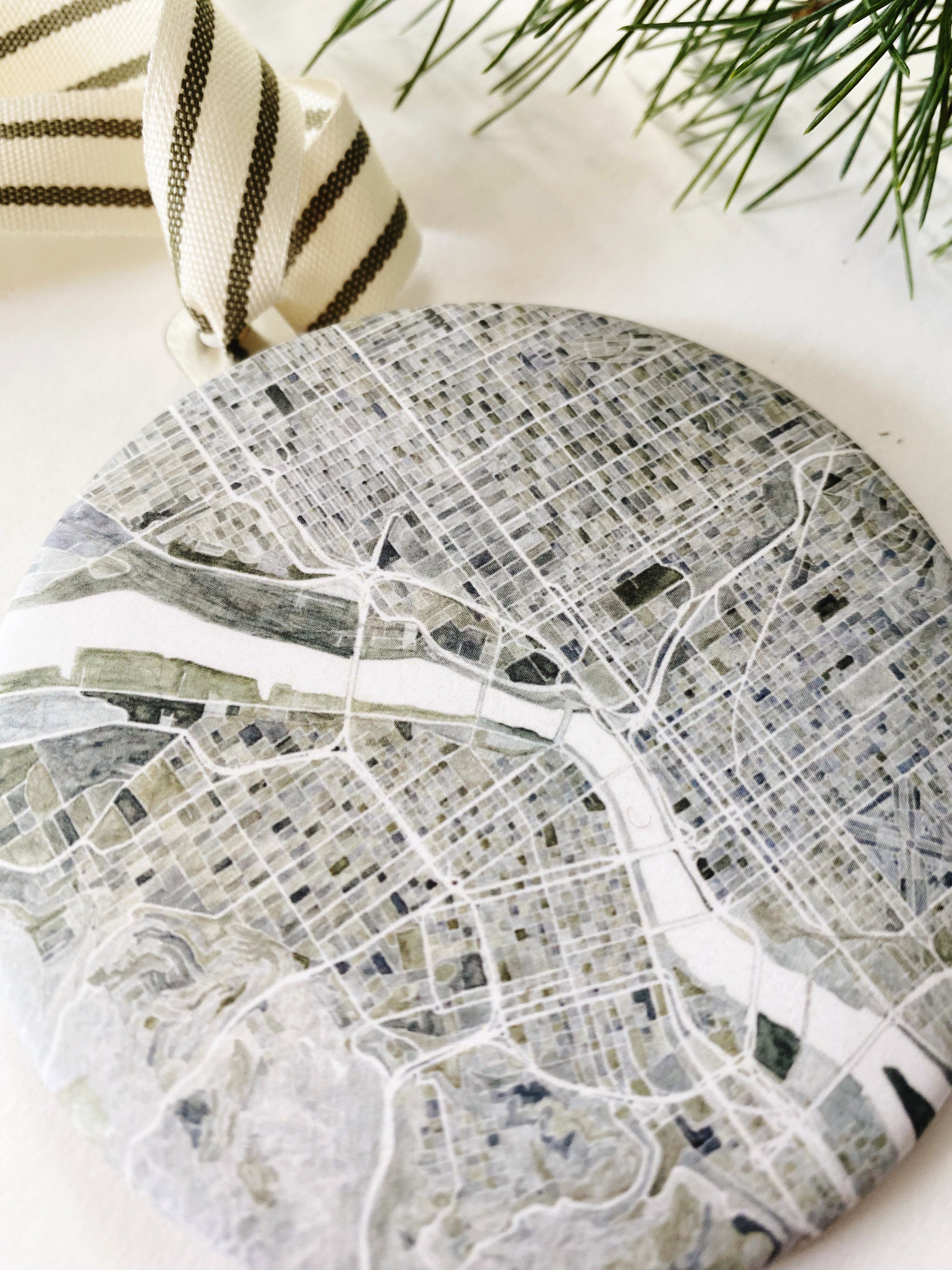 PORTLAND Oregon Watercolor Map: ORNAMENT
