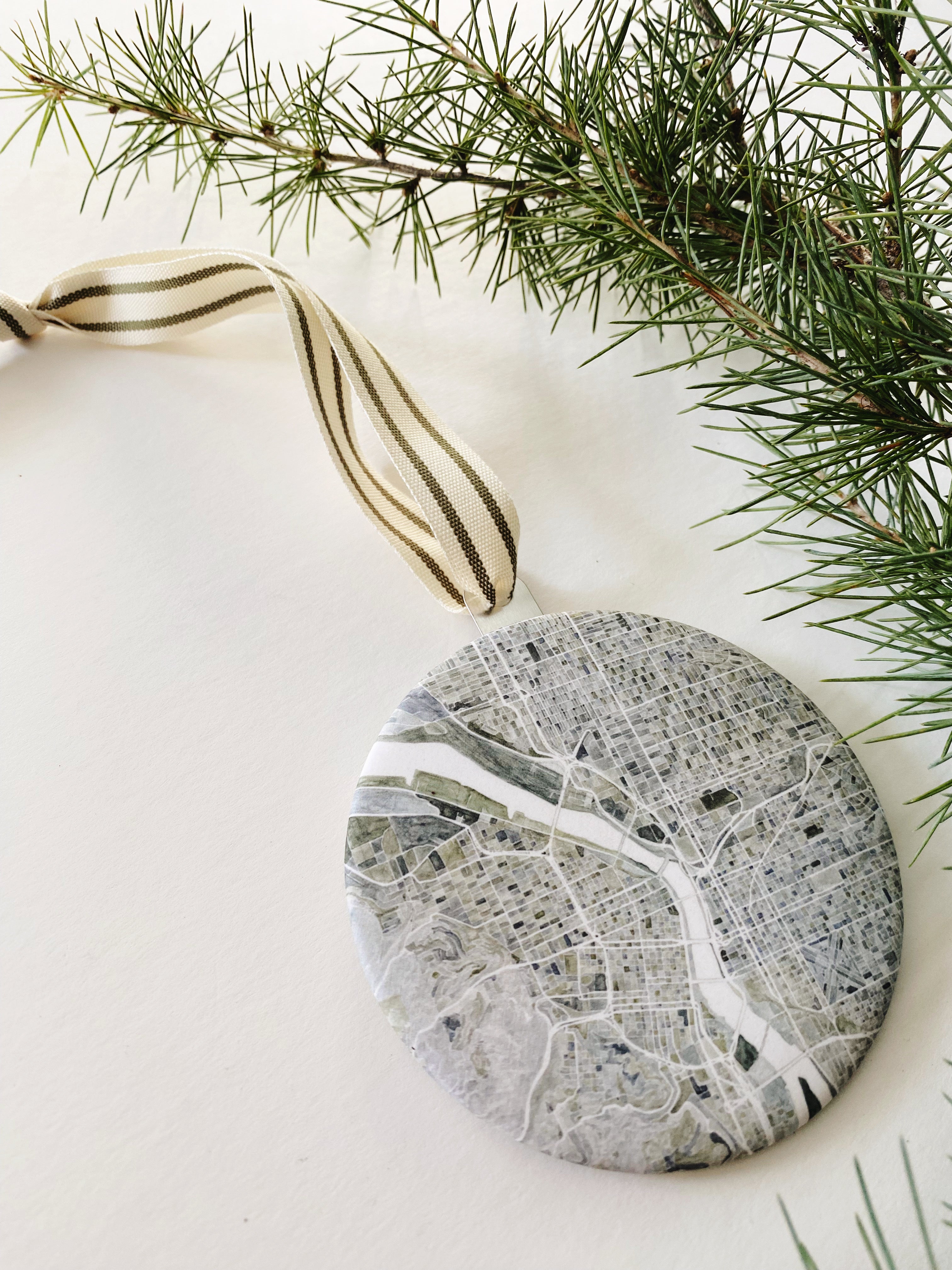 PORTLAND Oregon Watercolor Map: ORNAMENT