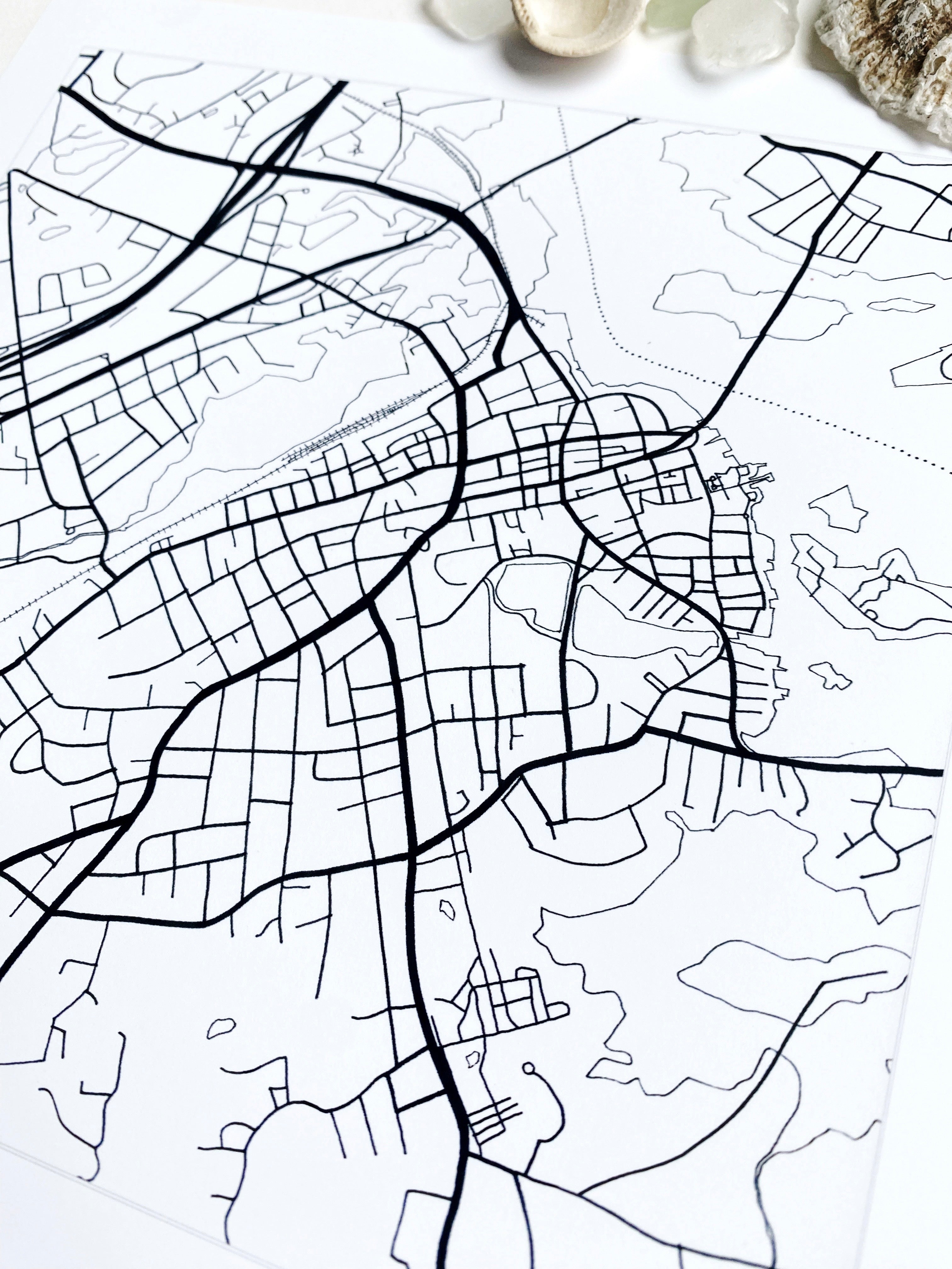 PORTSMOUTH New Hampshire City Lines Map: PRINT
