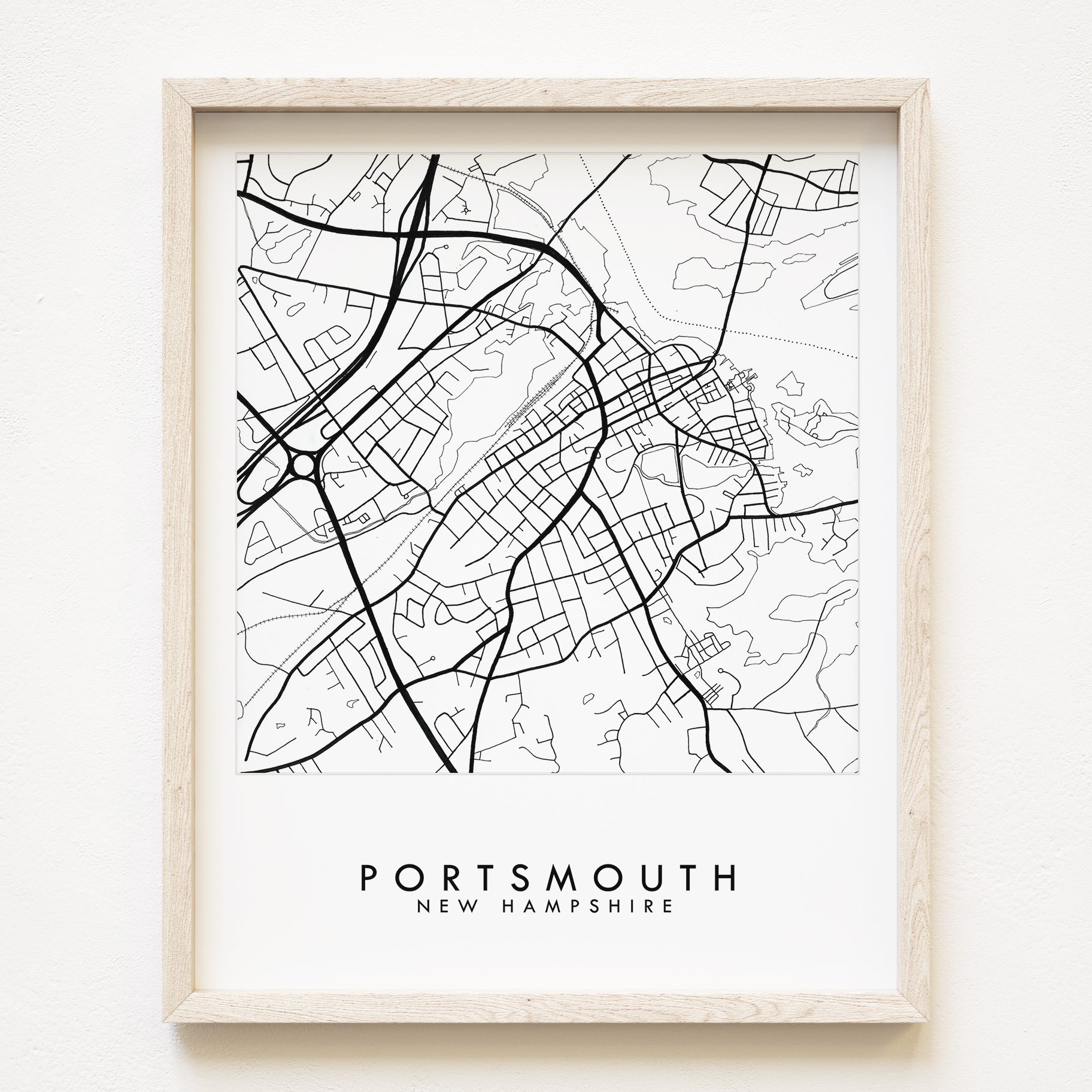 PORTSMOUTH New Hampshire City Lines Map: PRINT