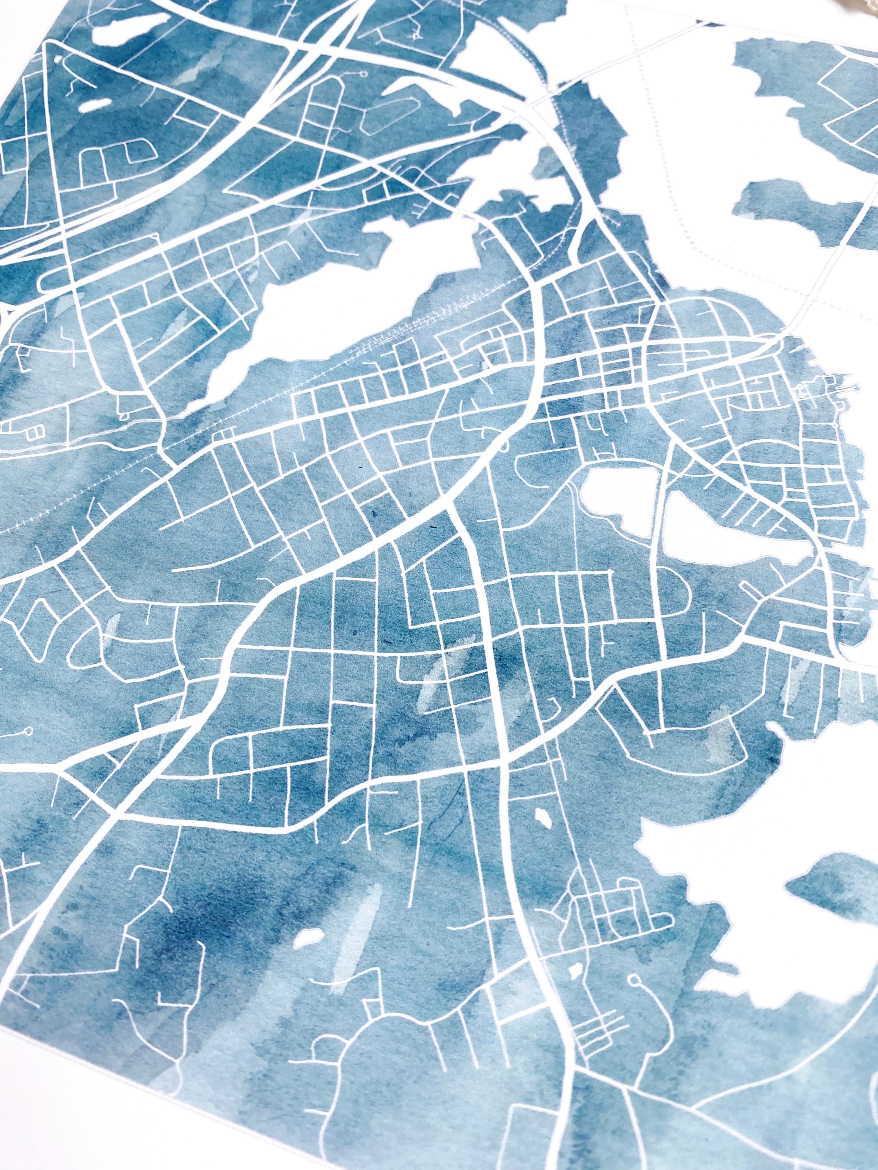 PORTSMOUTH New Hampshire Watercolor Wash Topo Map: PRINT