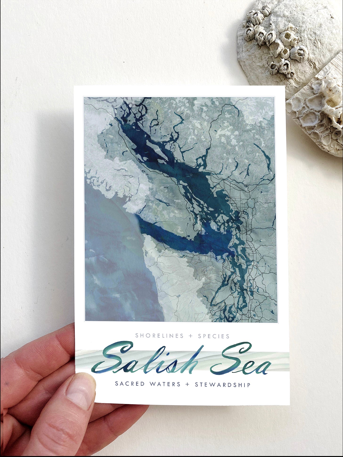 SALISH SEA Puget Sound Map Postcard