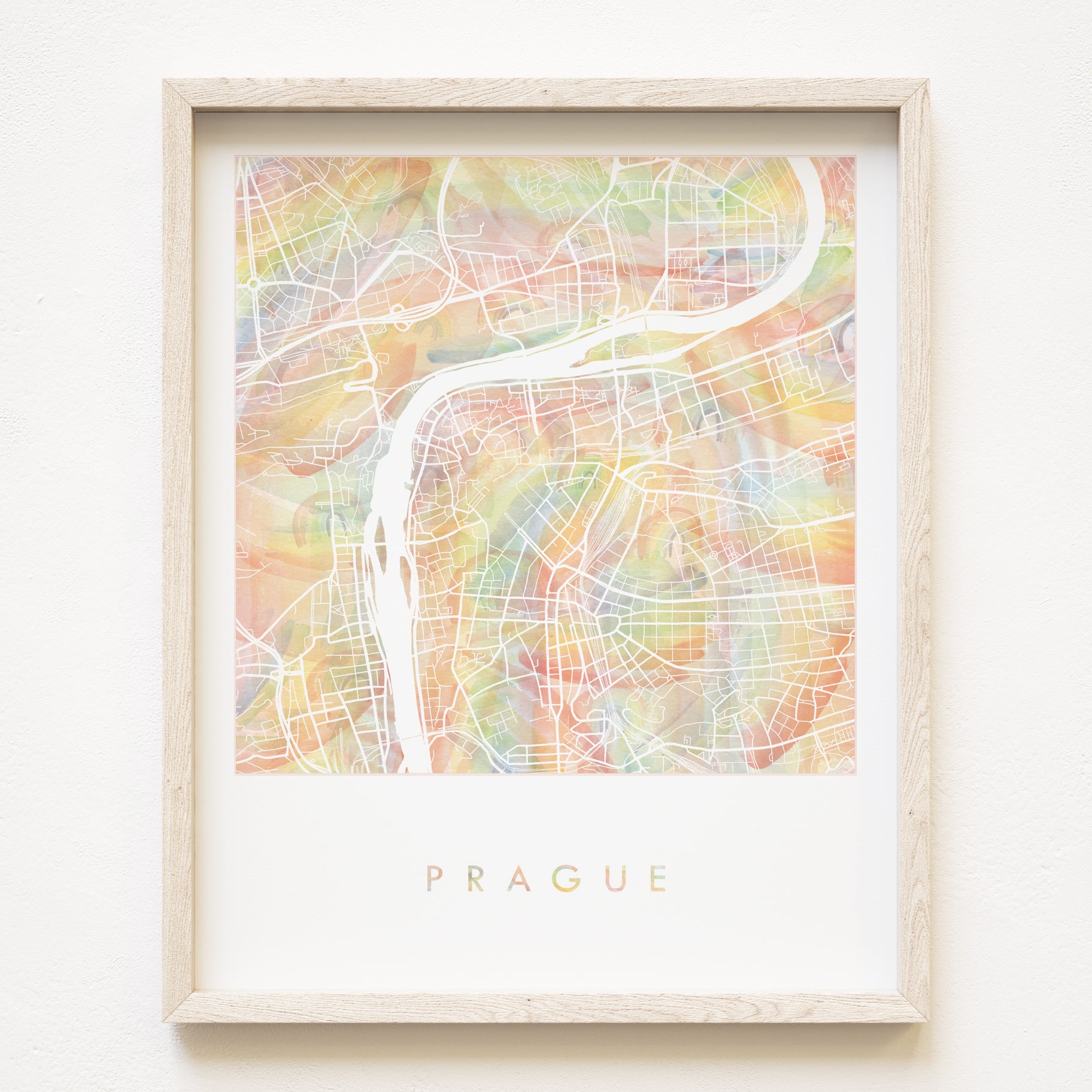 PRAGUE Pride Rainbow Watercolor Map: PRINT
