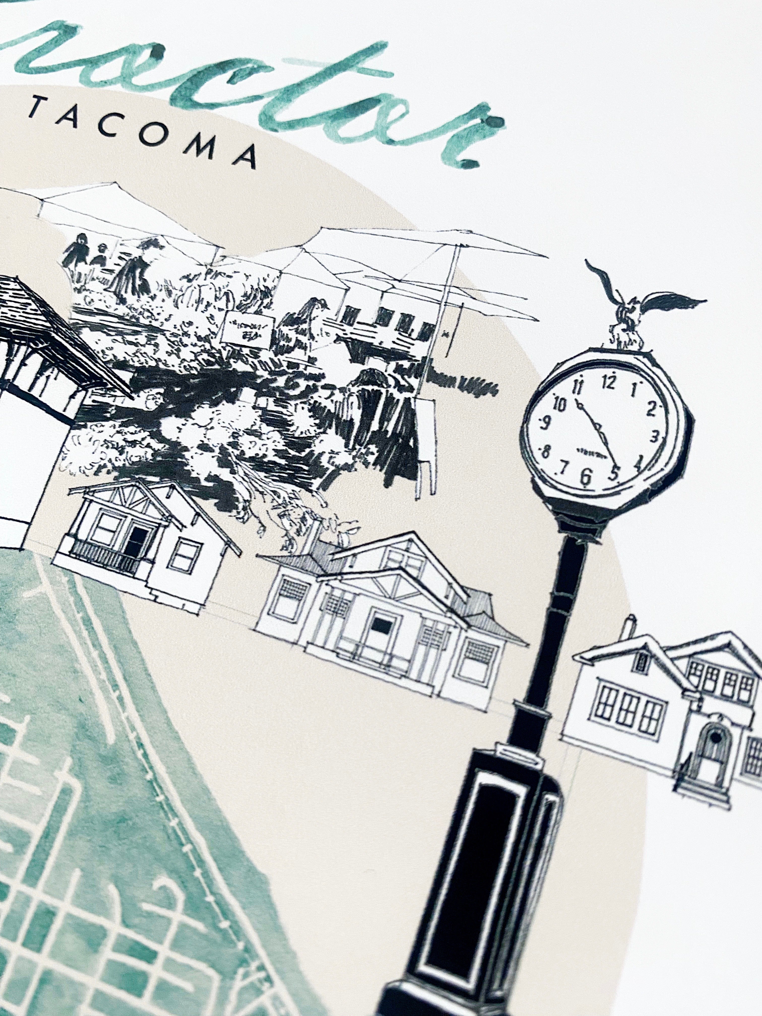 new PROCTOR TACOMA Watercolor "Charms" City Blocks Map: PRINT