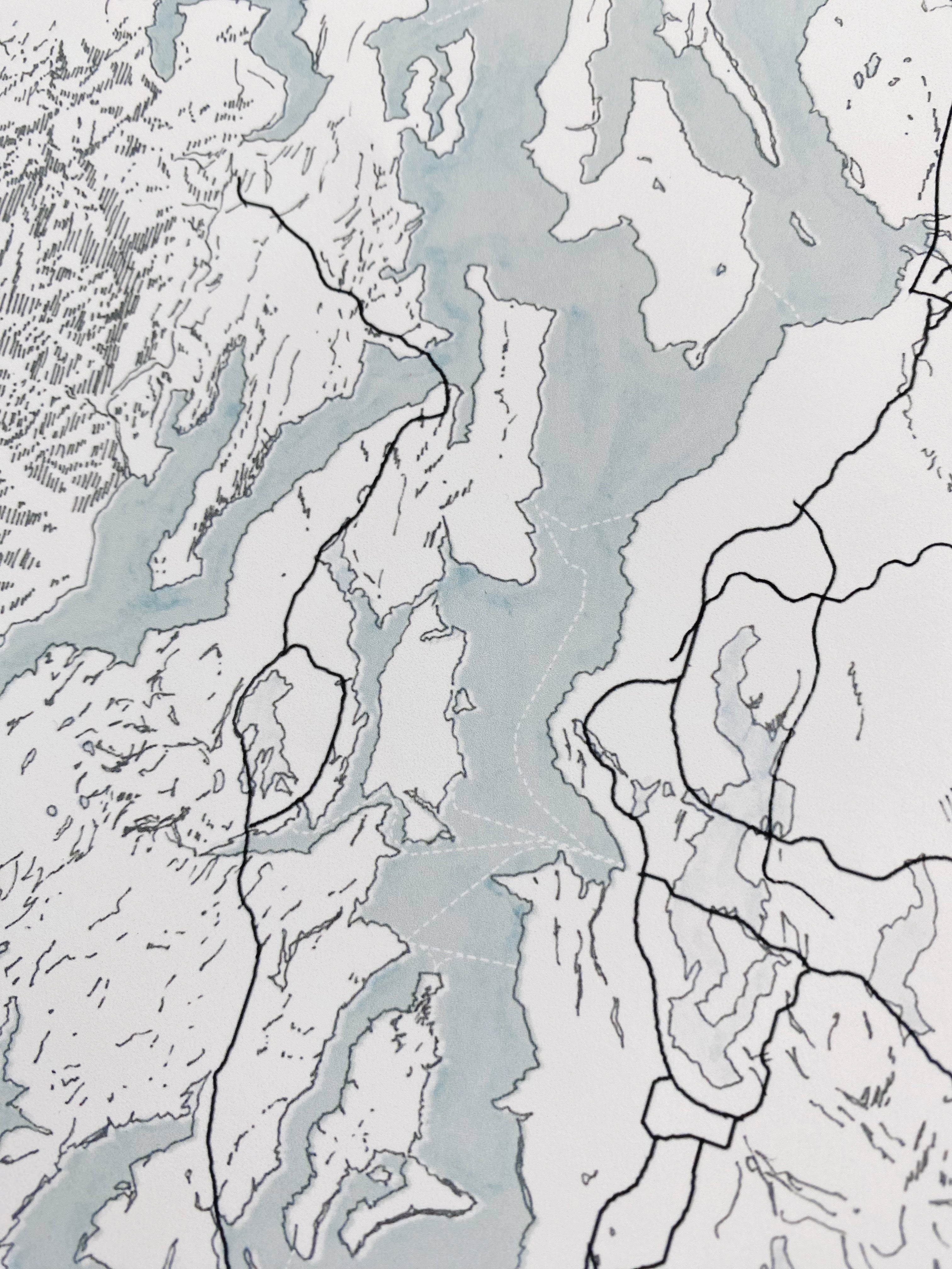 PUGET SOUND Topographical Watercolor Map: 11x14 PRINT