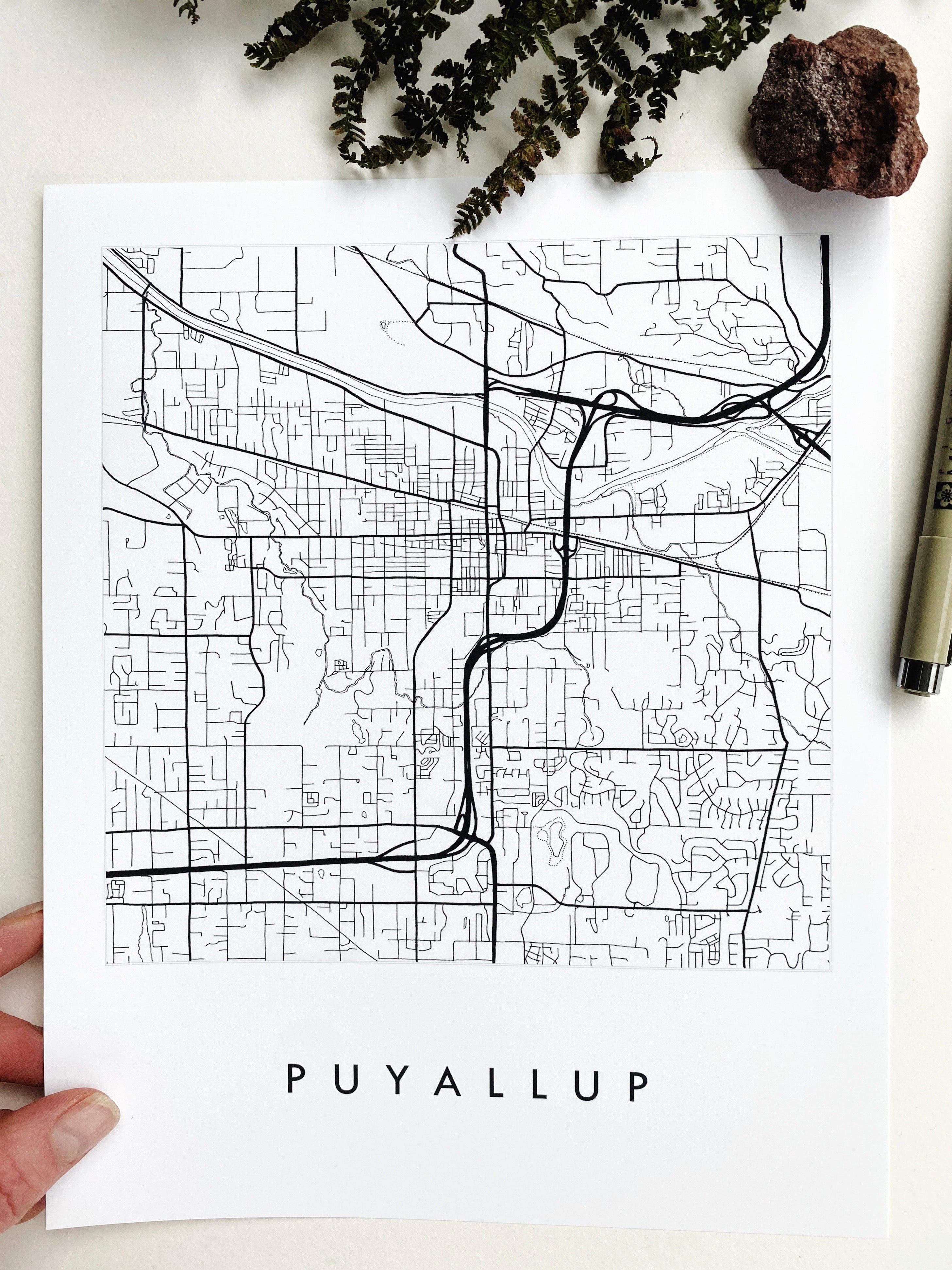 PUYALLUP Washington City Lines Map: PRINT